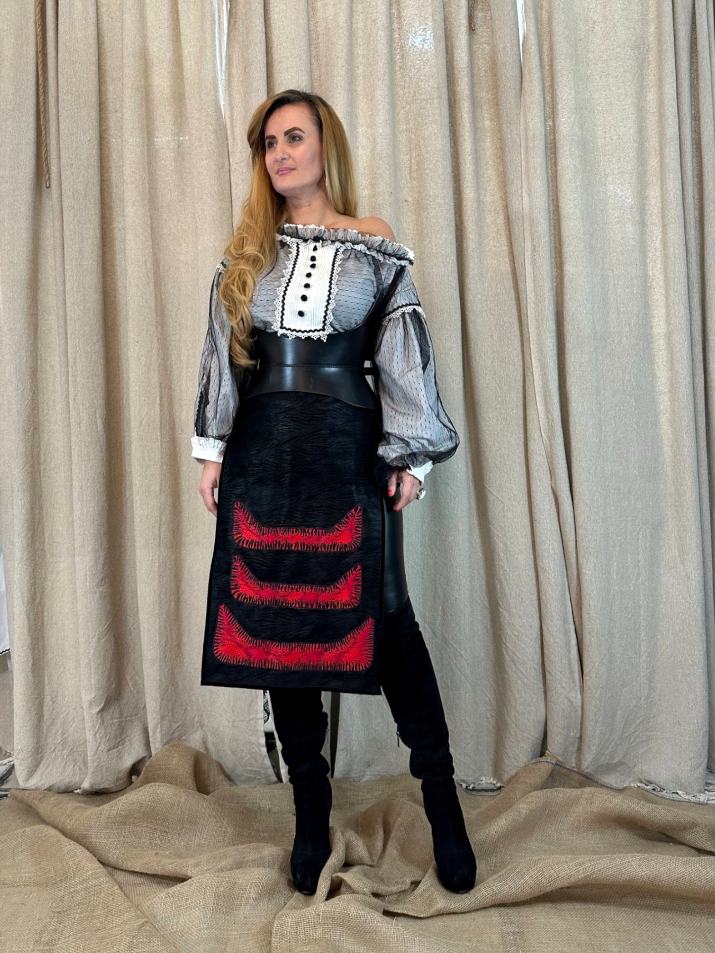 Black and Red Half-Skirt