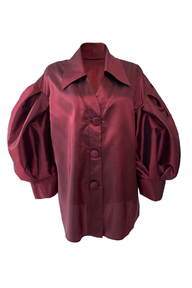 Taffeta Shirt With Oversized Sleeves