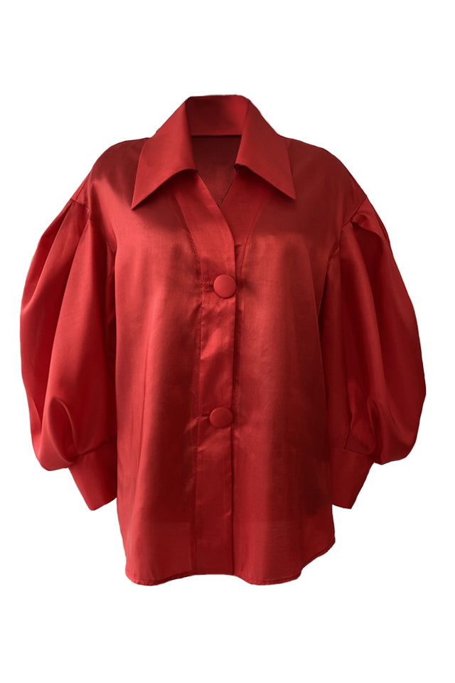 Taffeta Shirt With Oversized Sleeves