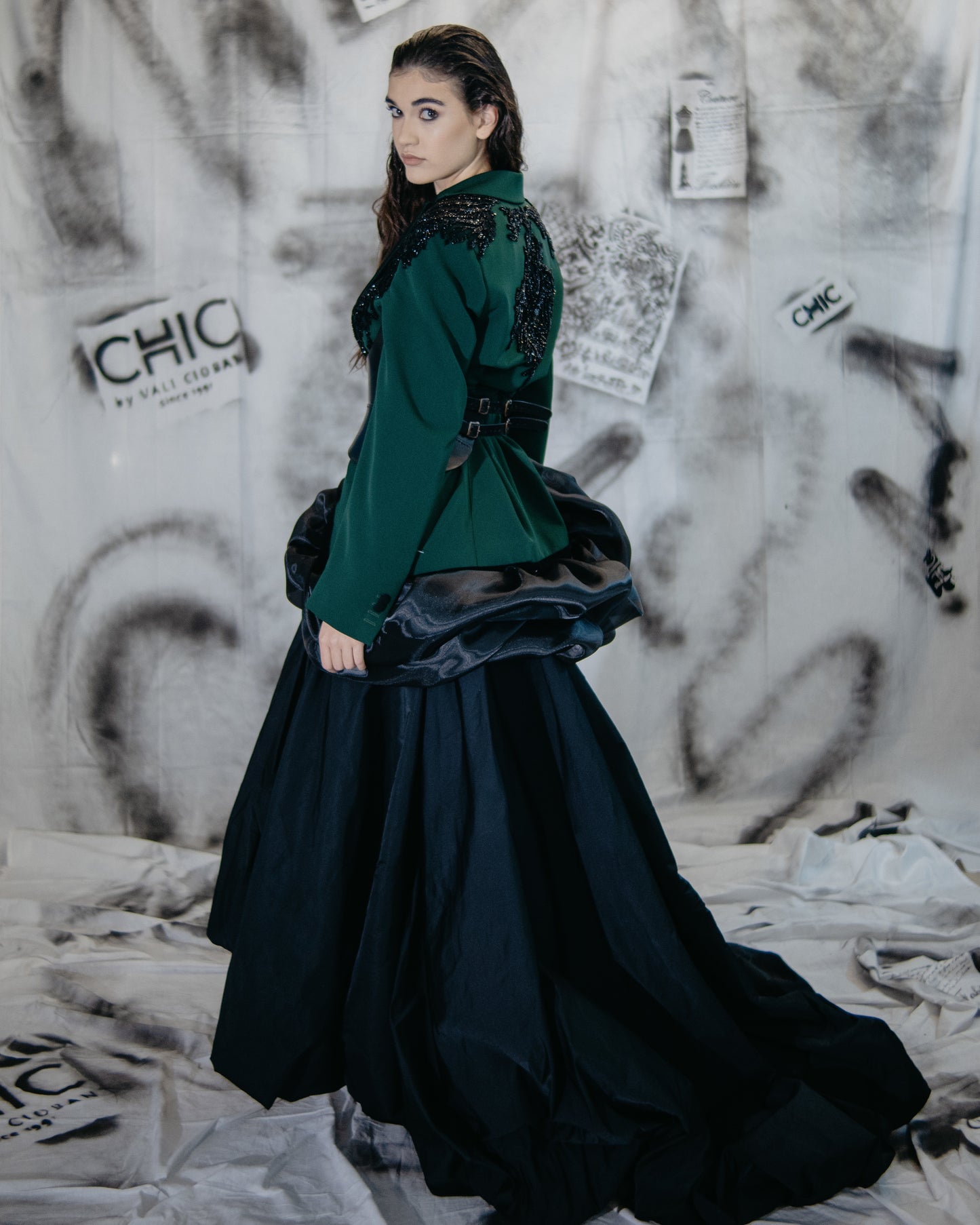 Puzzle Green Blazer With Embroidery