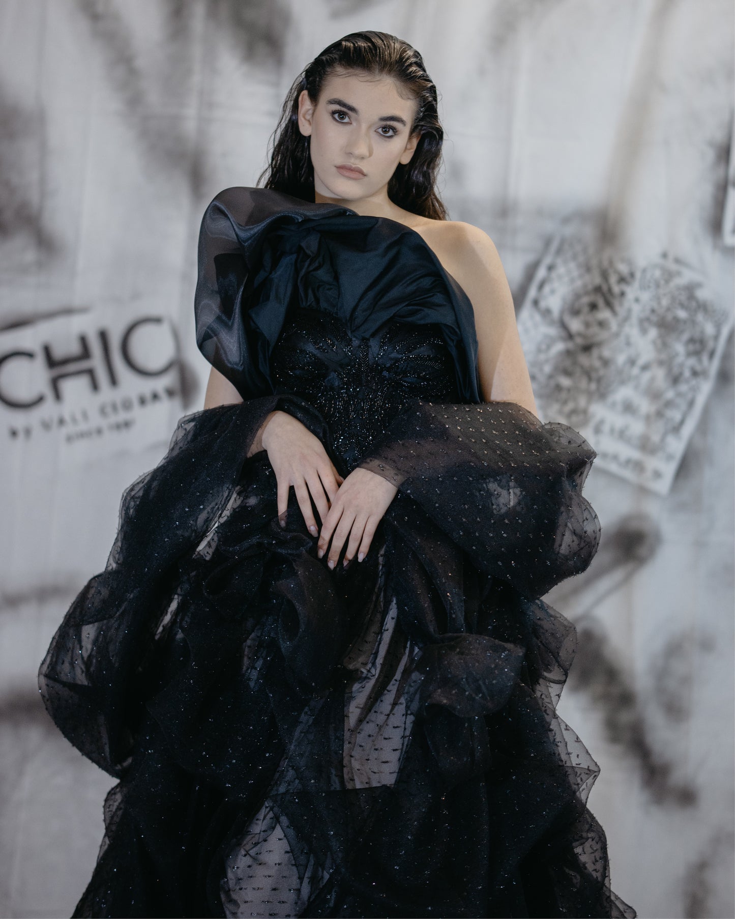 Puzzle Taffeta Embroidered Corset