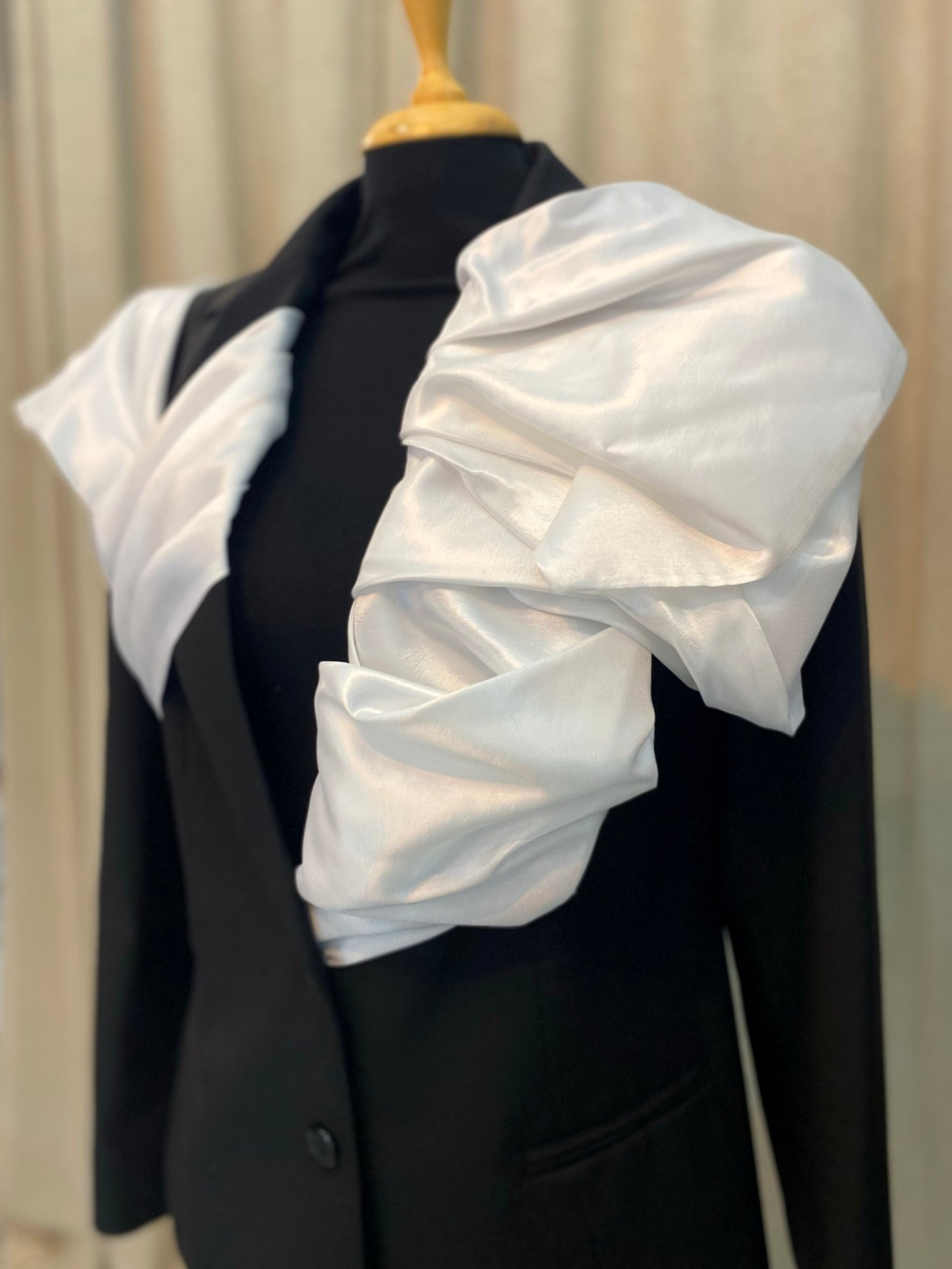 Black Jacket With White Taffeta Details