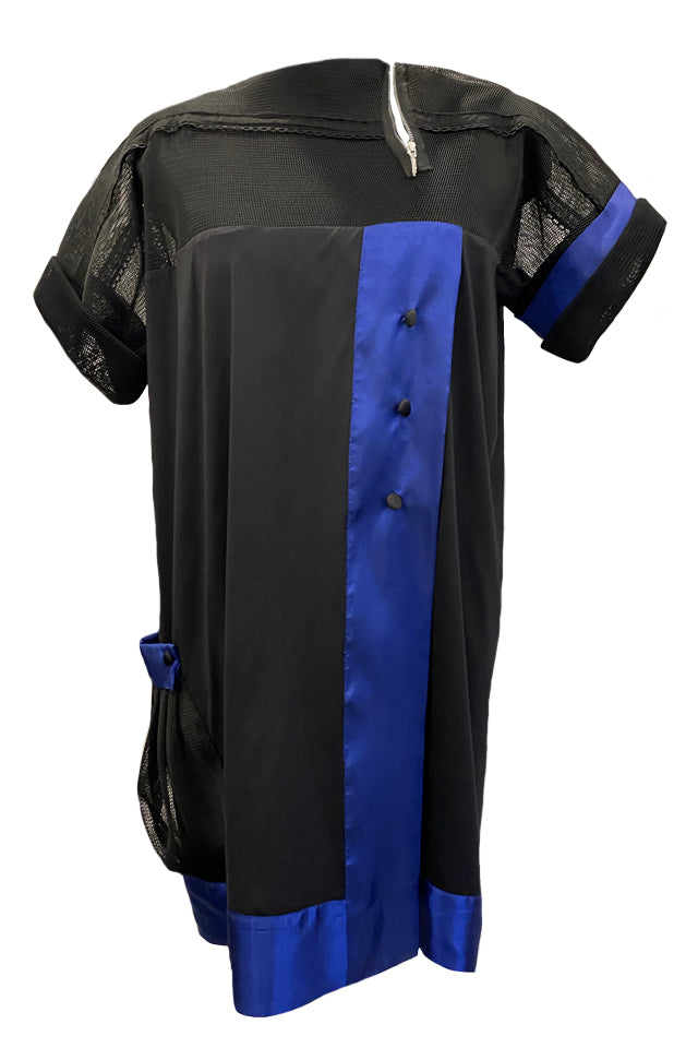 Black Dress With Mesh And Taffeta Details