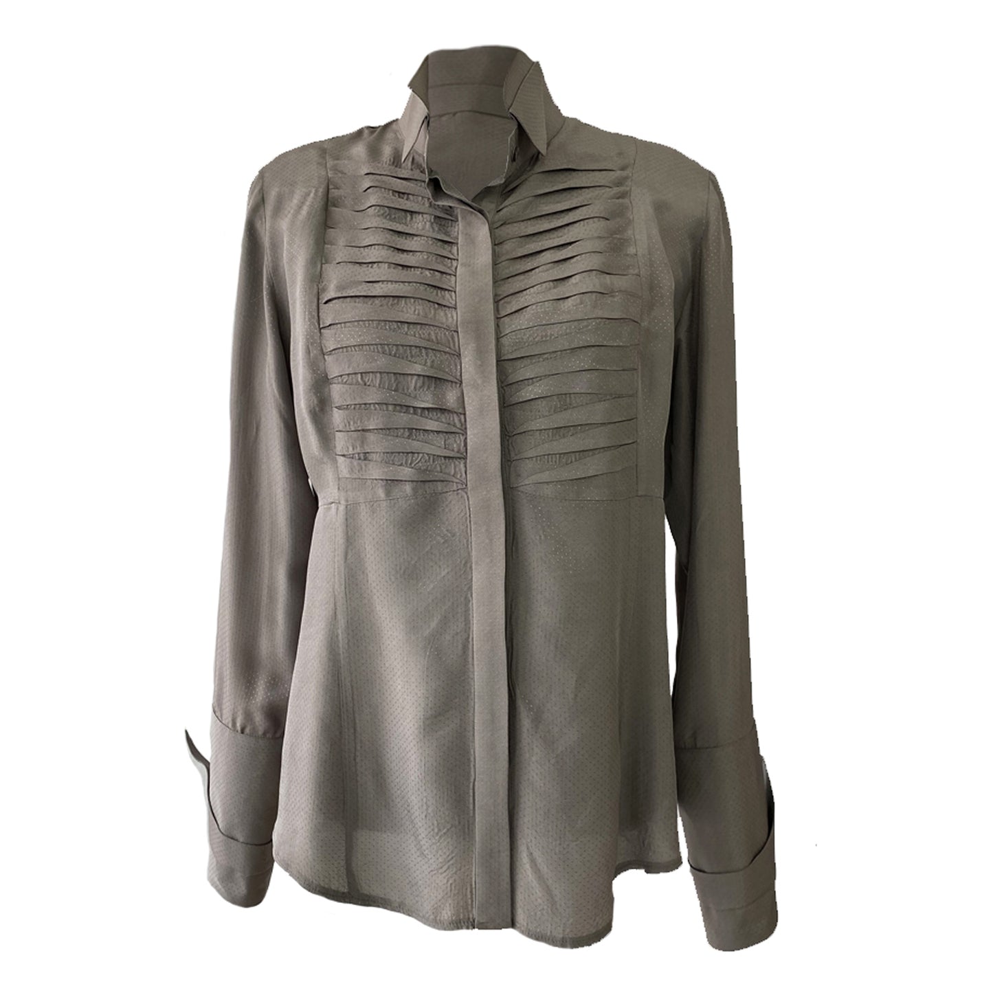 Slim Shirt With A High Collar And Pleats