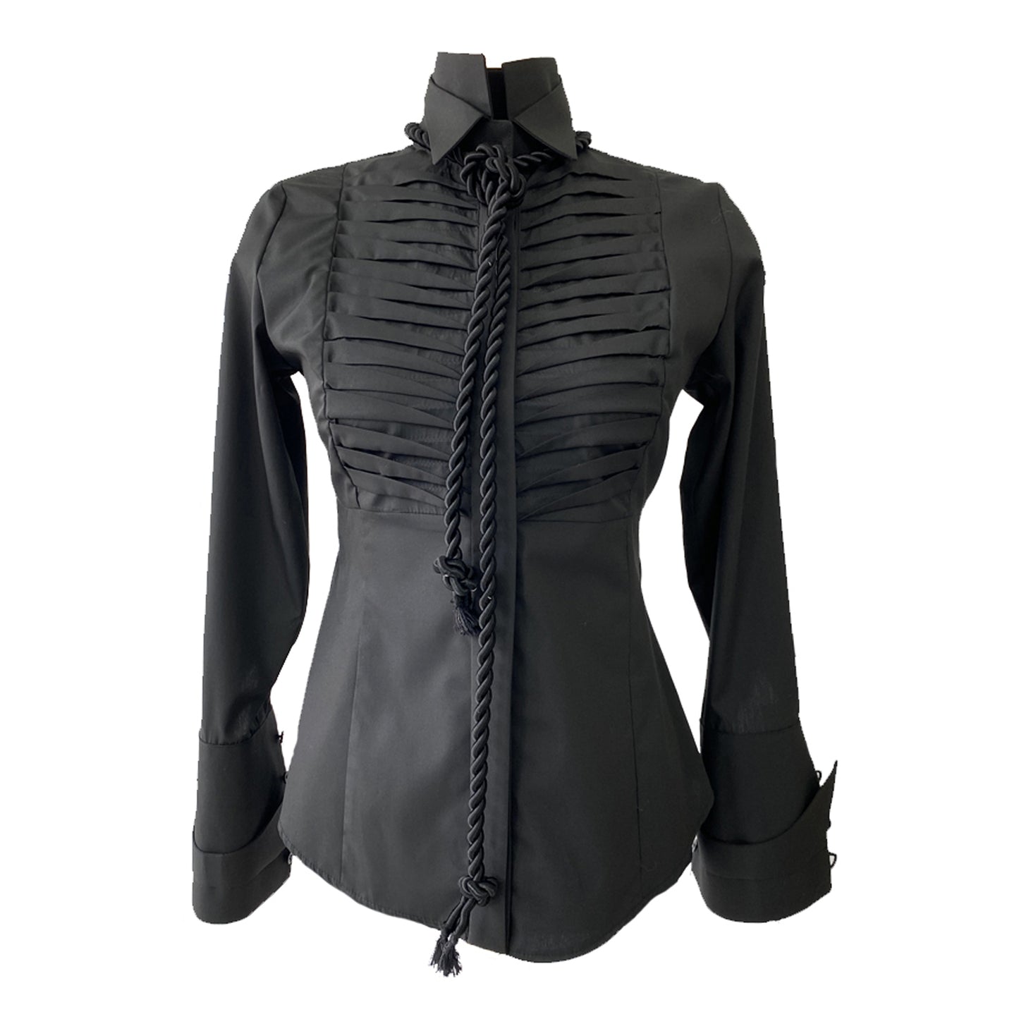 Slim Shirt With A High Collar And Pleats