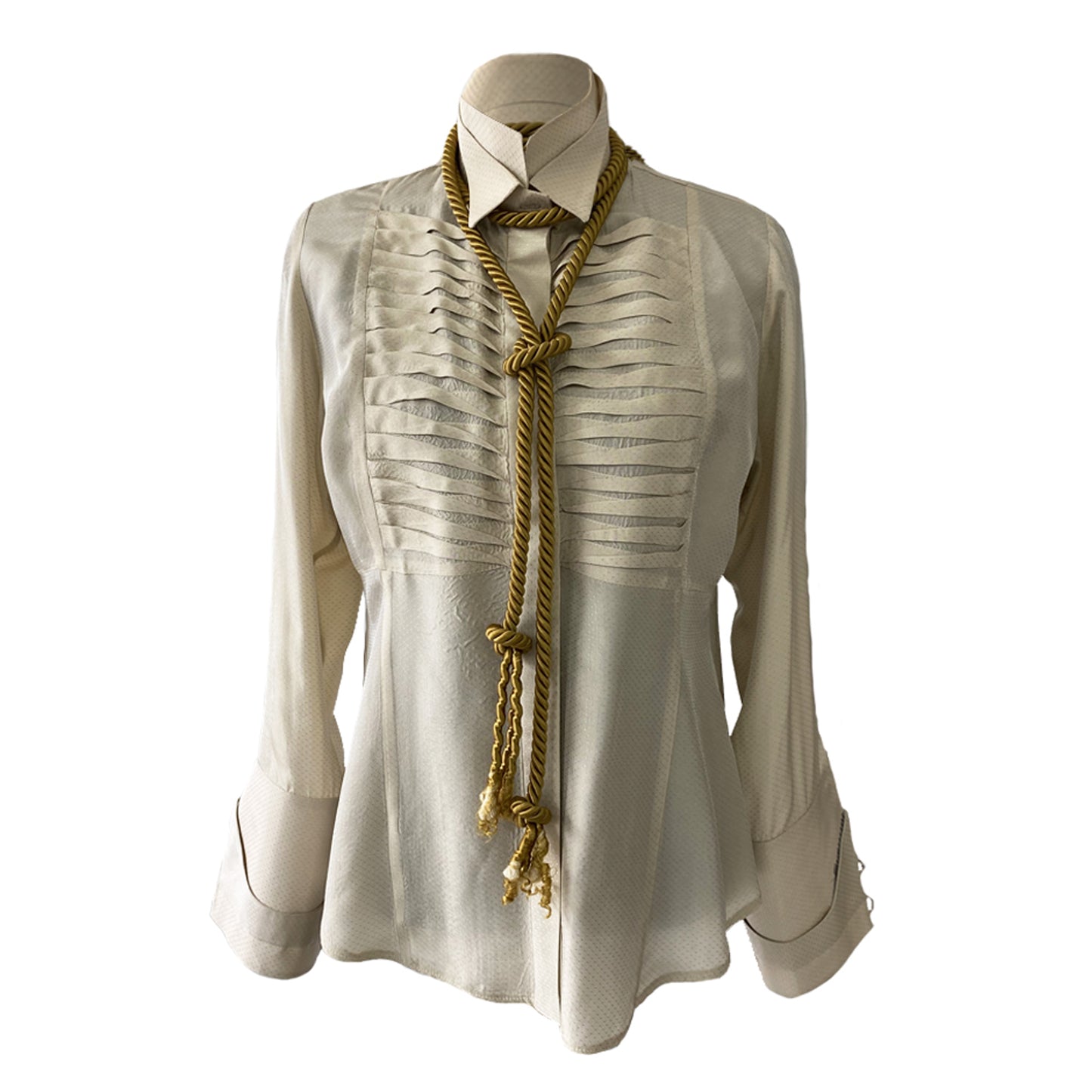 Slim Shirt With A High Collar And Pleats