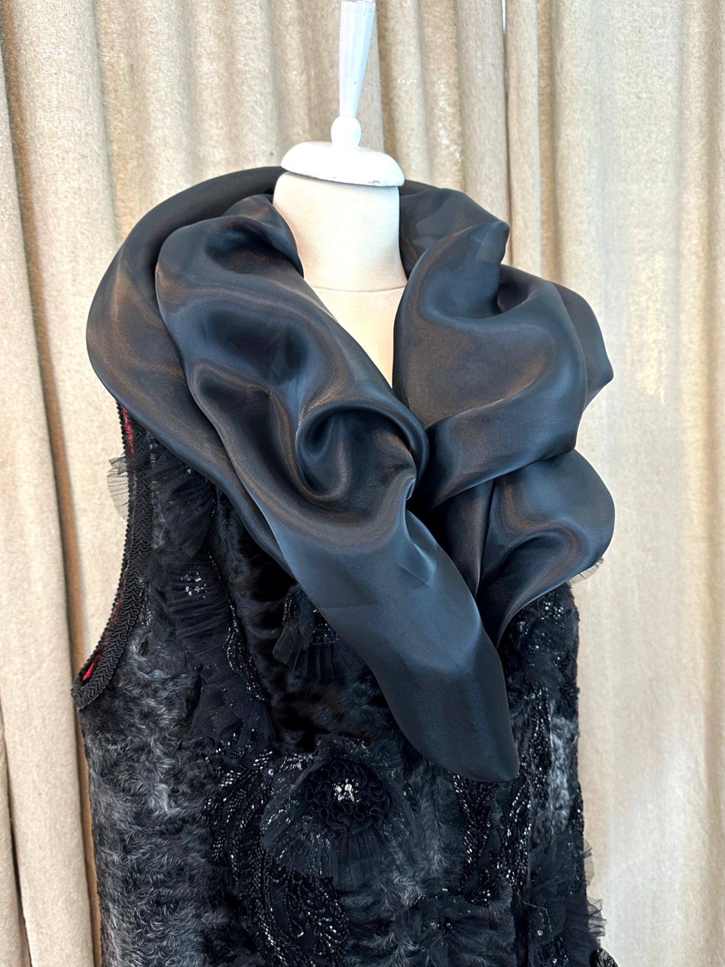 Romanian Folklore Inspired Black Fur Vest