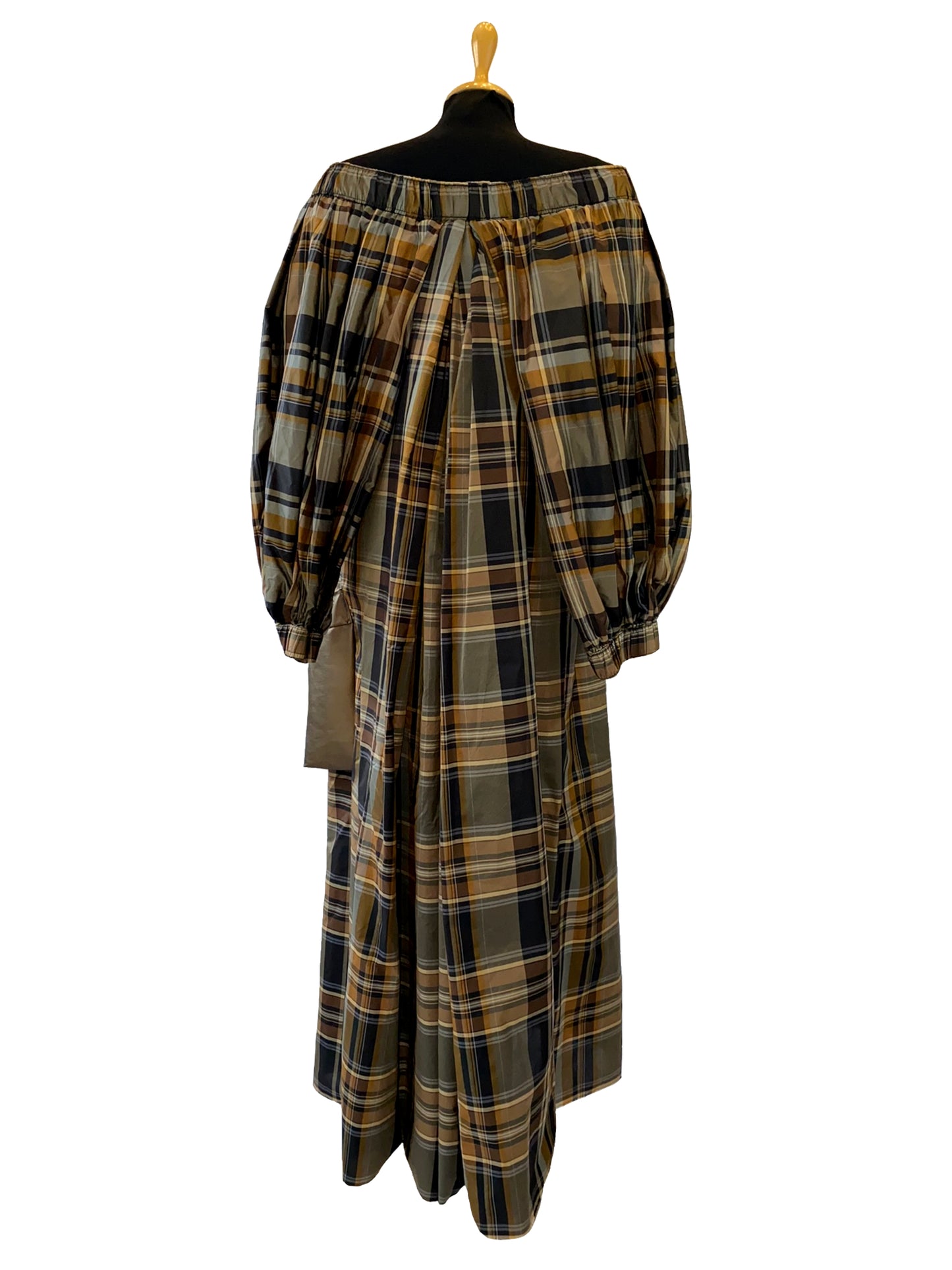Checkered Taffeta Maxi Dress