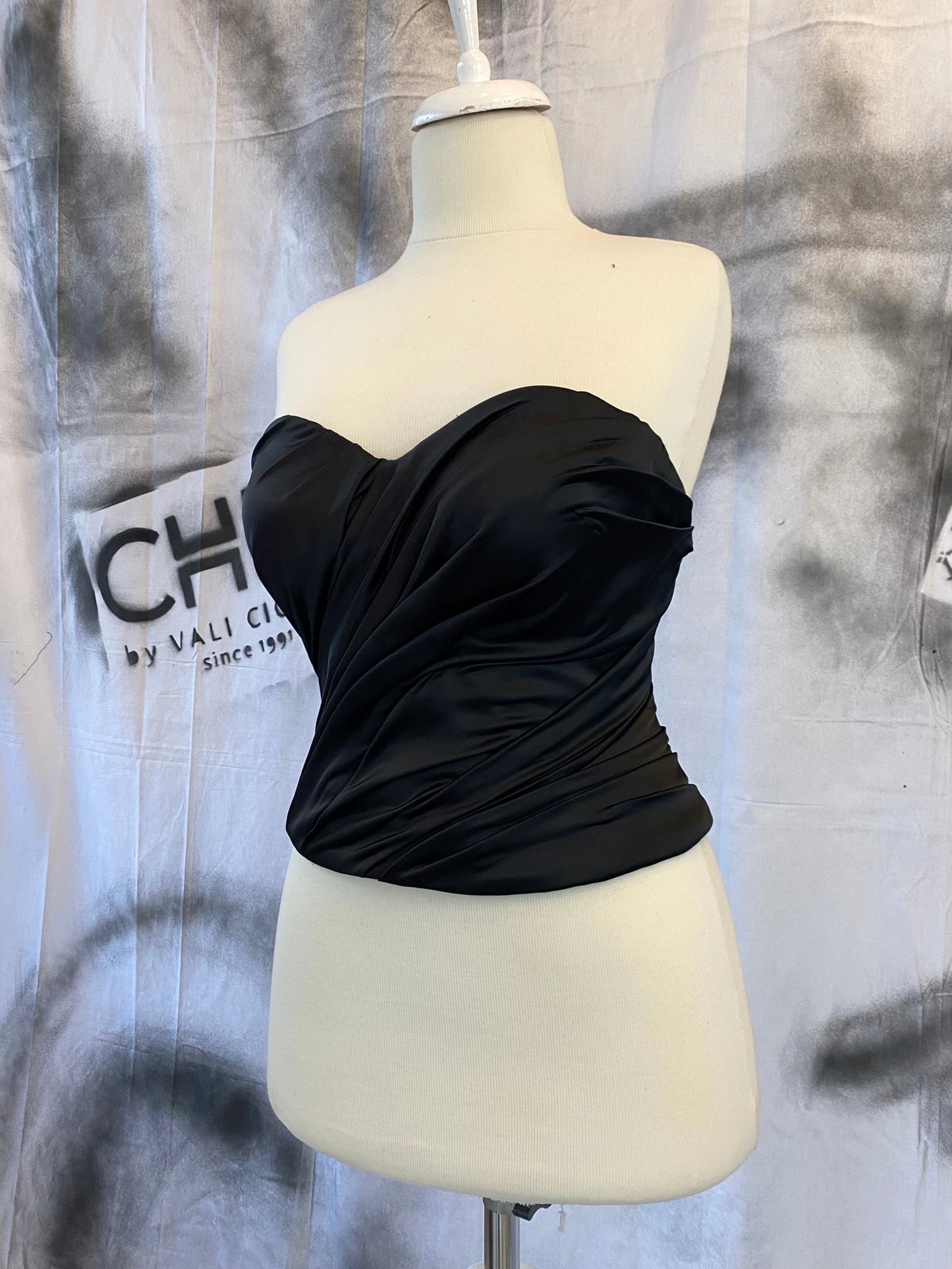Puzzle Taffeta Draped Corset