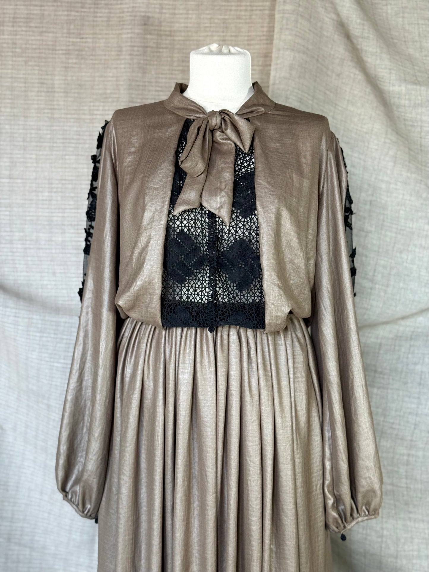 Silk Dress with Black Embroidery