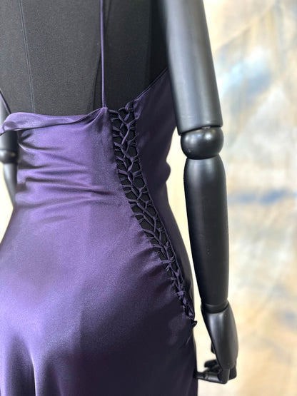 Dark Purple Cutout Slip Dress
