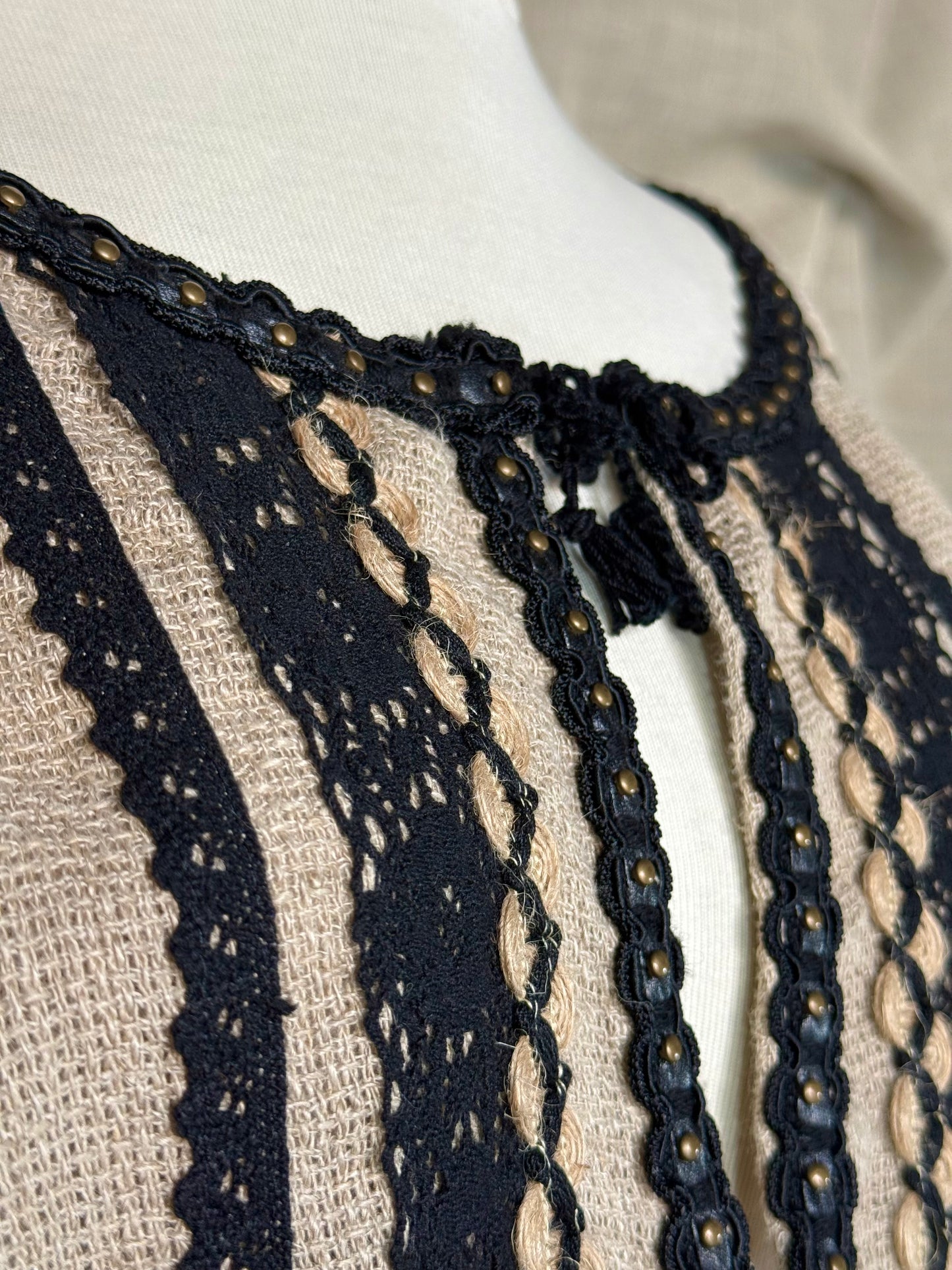 Folklore-inspired Dress with Black Details