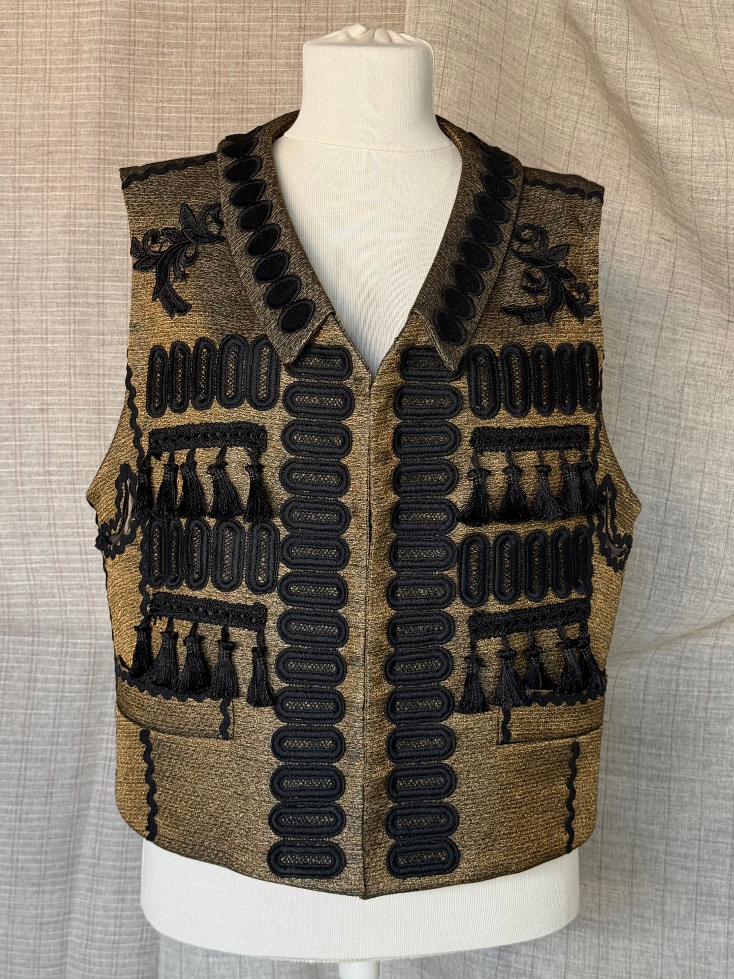 Khaki Vest with Black Details