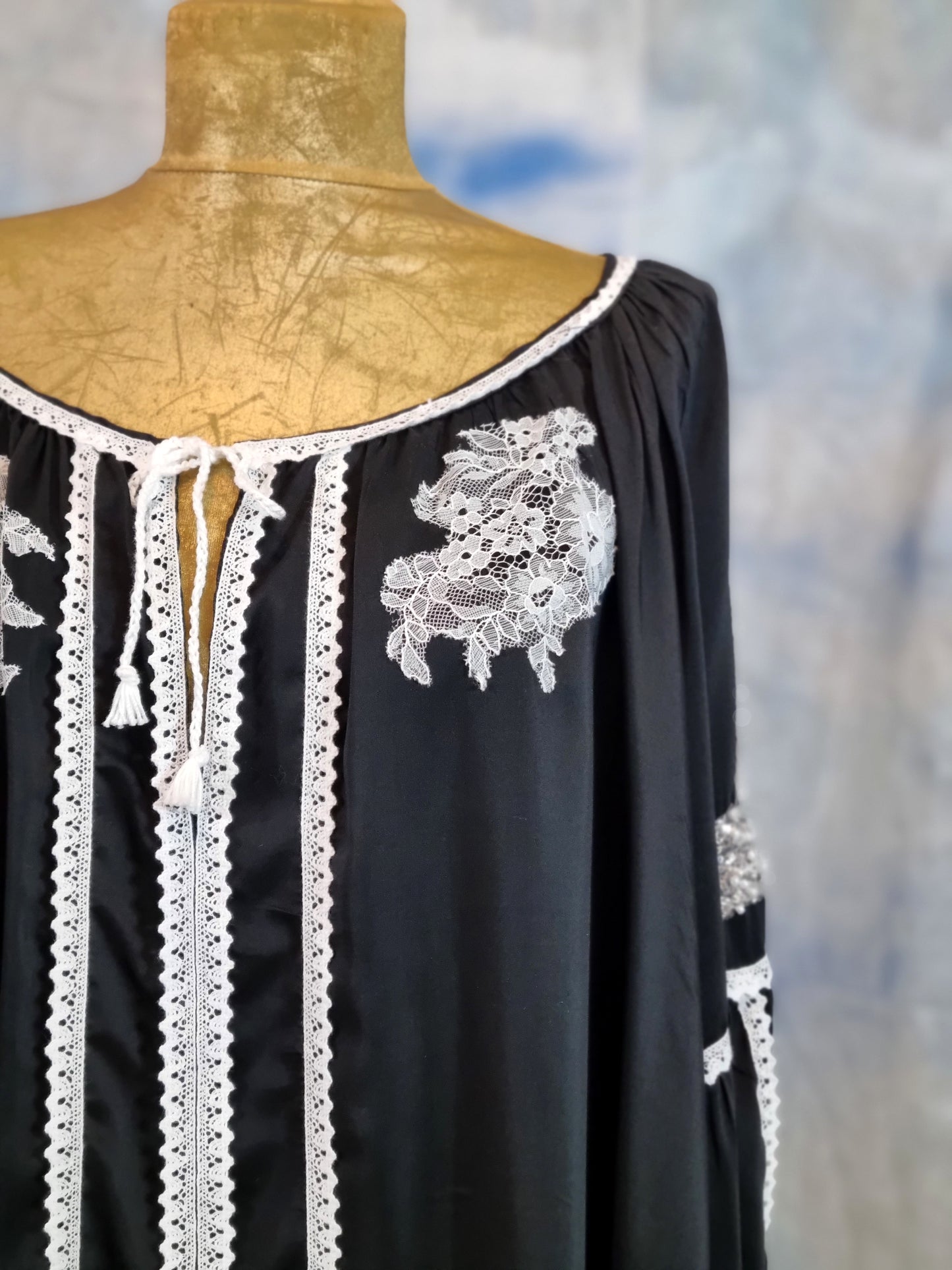 Black and White Romanian Blouse
