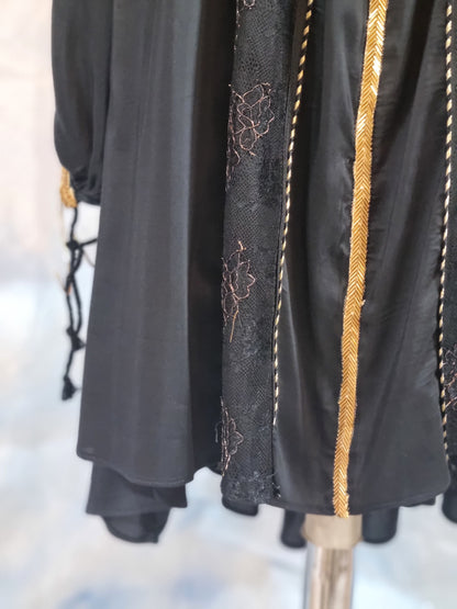 Black Silk Dress With Gold Embroidery