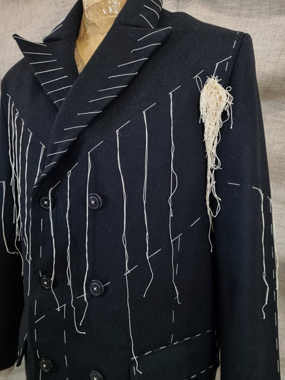 Double-Breasted Jacket With Handmade Decorative Stitching