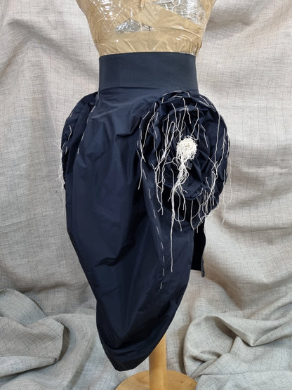 Black Roses Skirt With Handmade Decorative Stitching