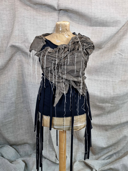 Draped Top With Handmade Decorative Threads