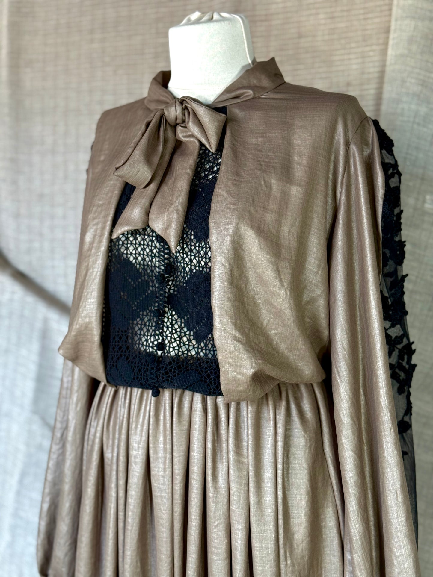 Silk Dress with Black Embroidery