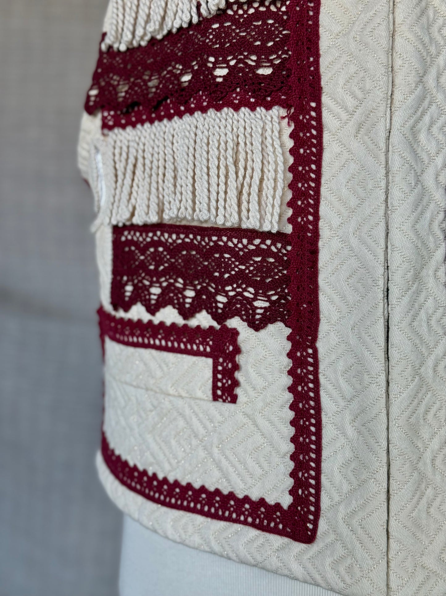 Brocade Vest with Burgundy Details