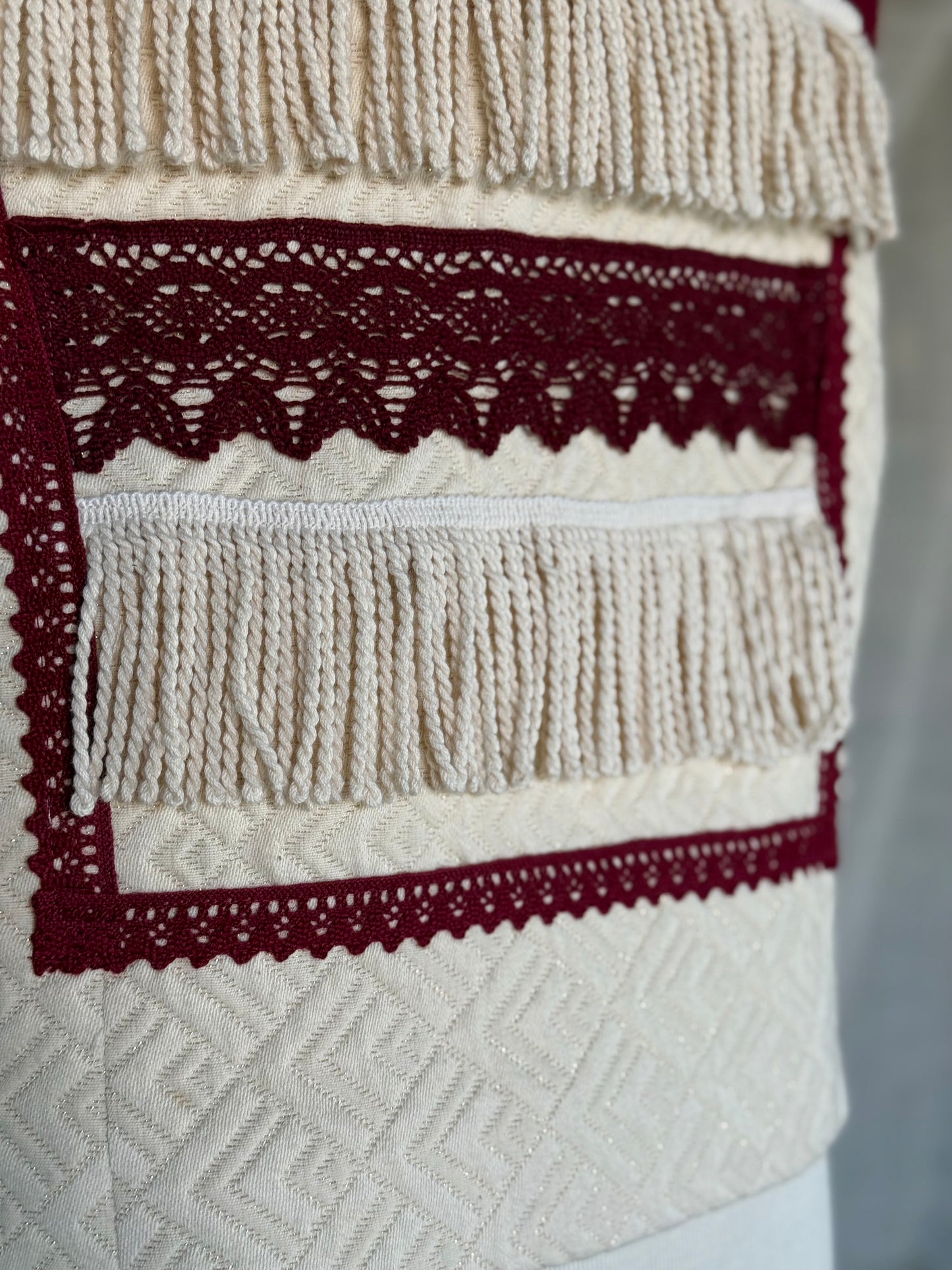 Brocade Vest with Burgundy Details