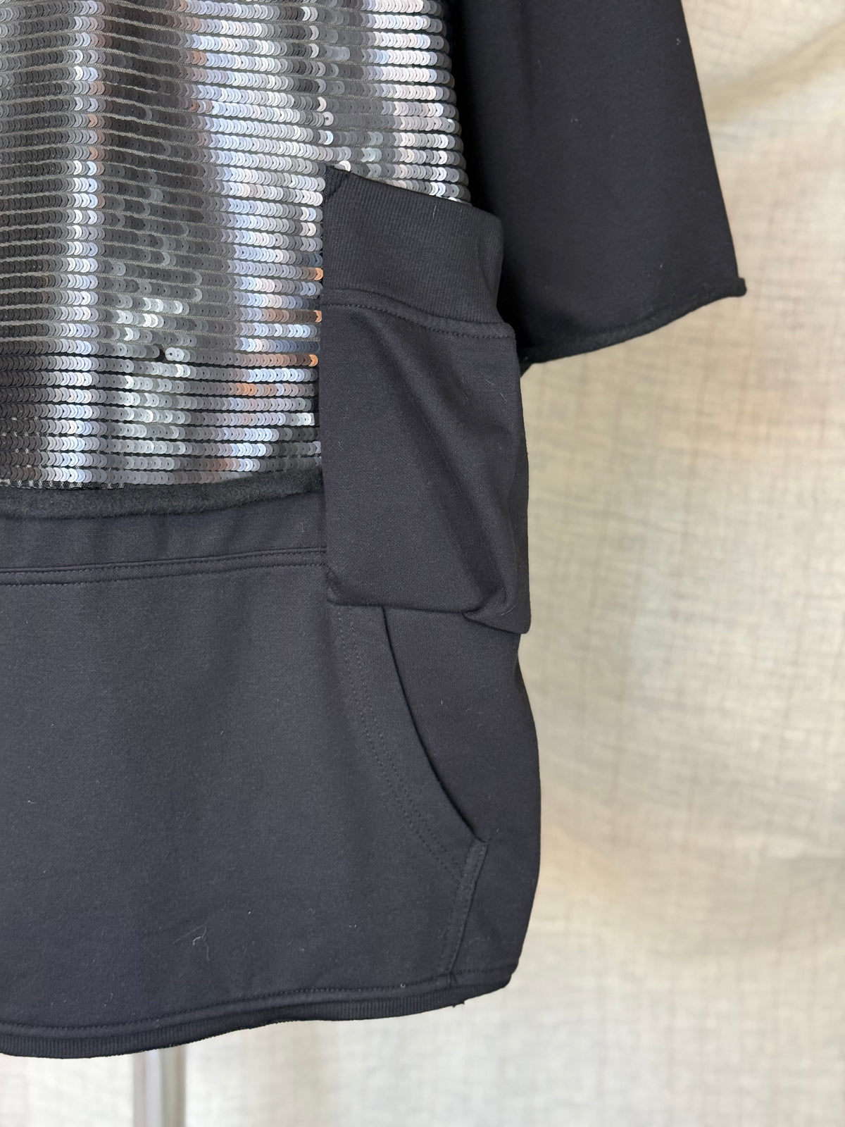 Black Hoodie With Sequin Details