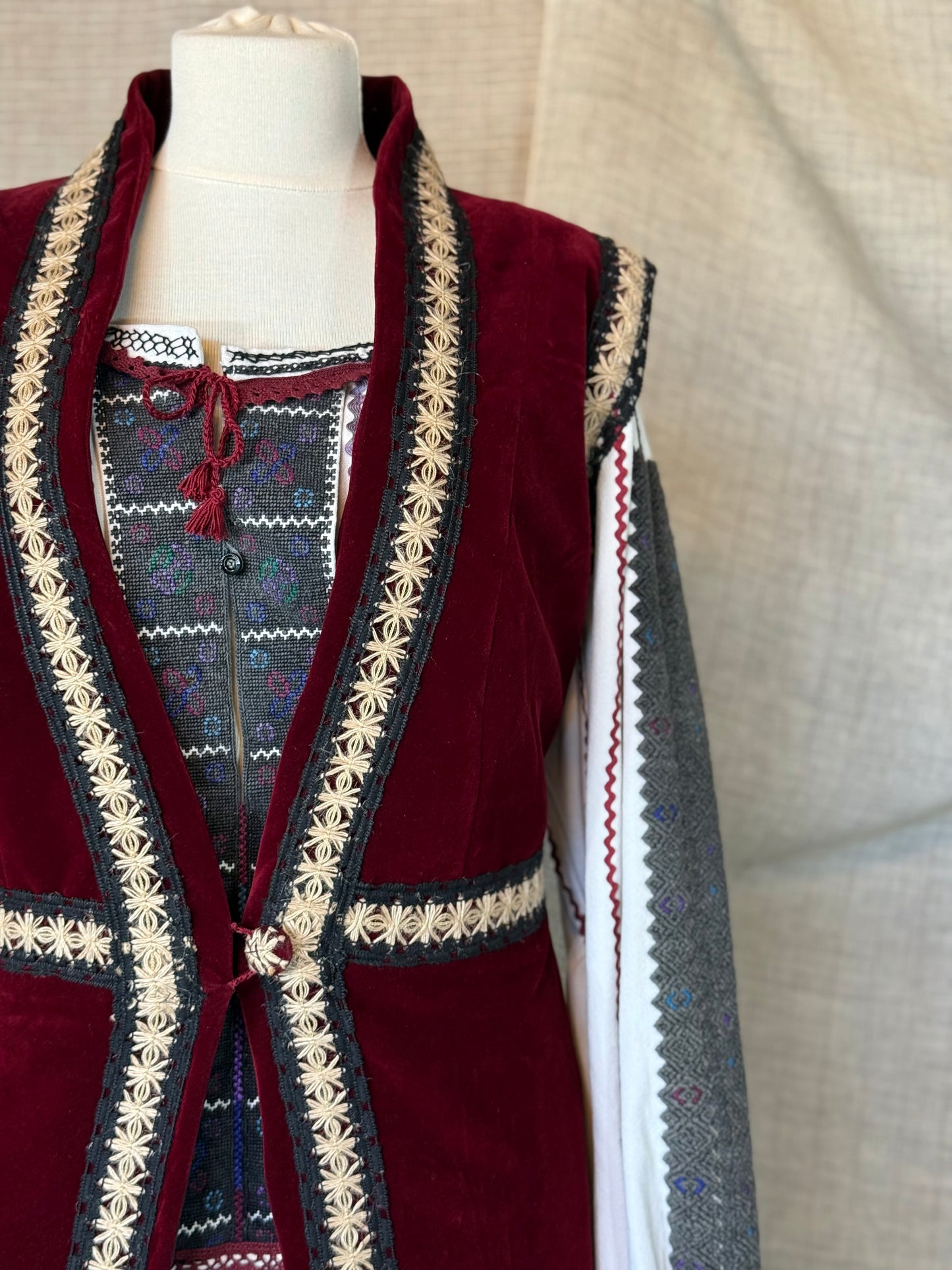 Dark Red Velvet Long Vest