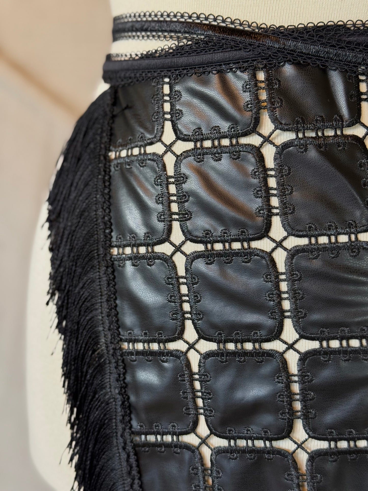 Black Faux Leather Half Skirt