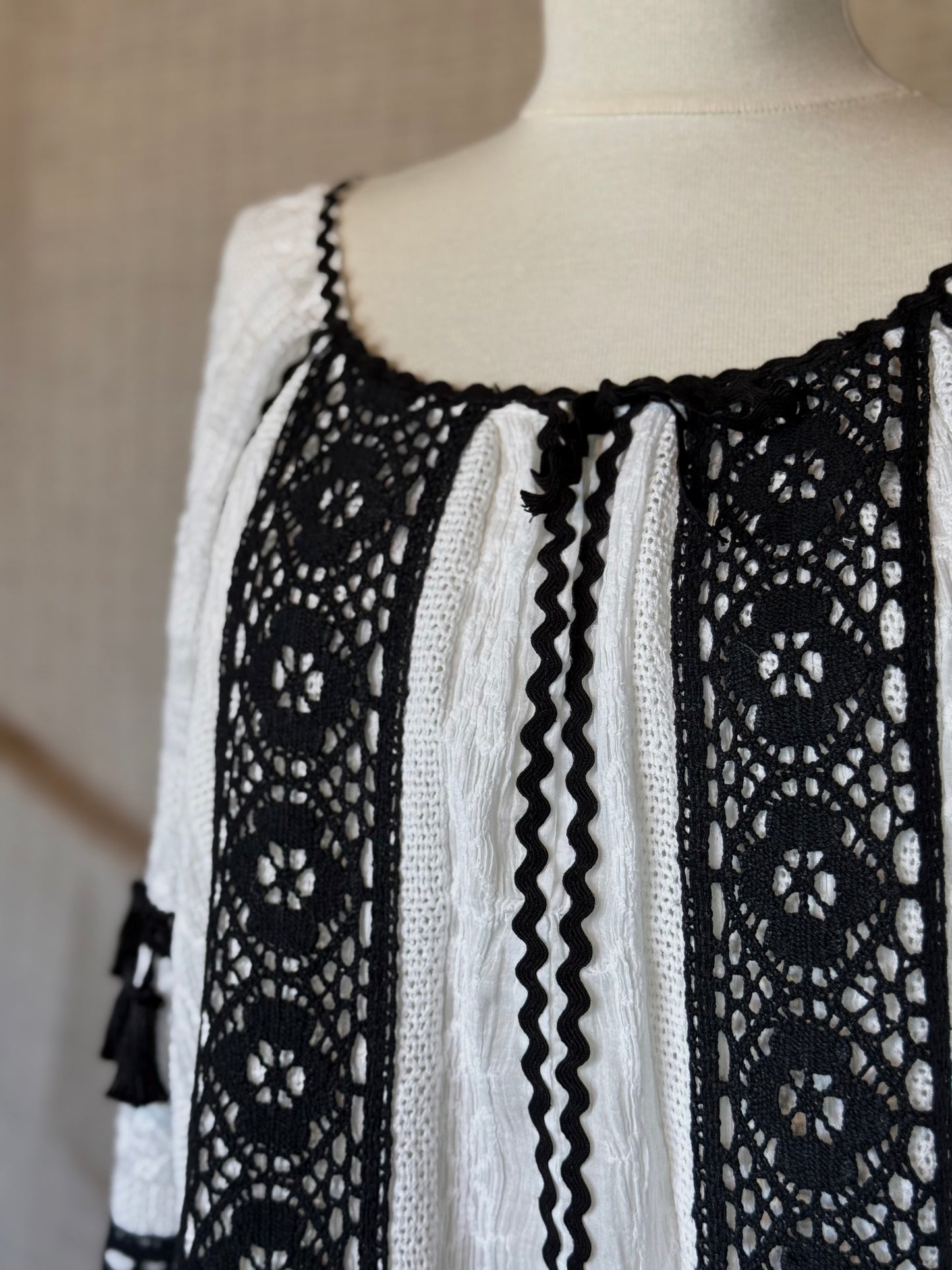 Romanian Blouse With Black Details