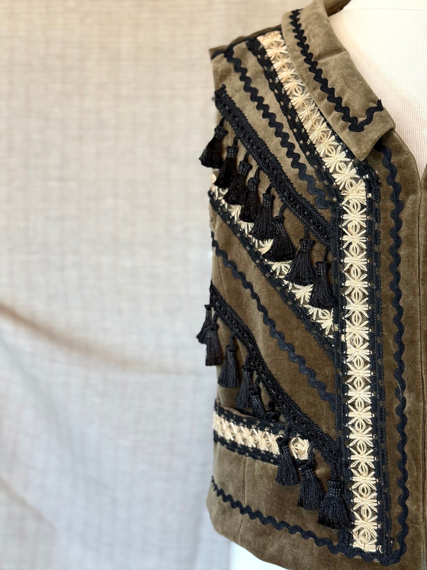 Velvet Vest With Fringe