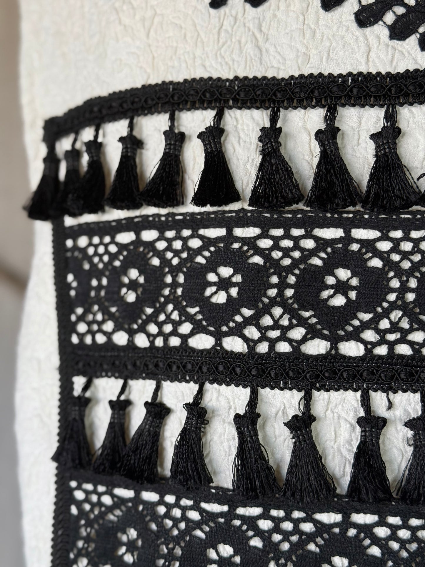 Ivory Vest with Black Embroidery