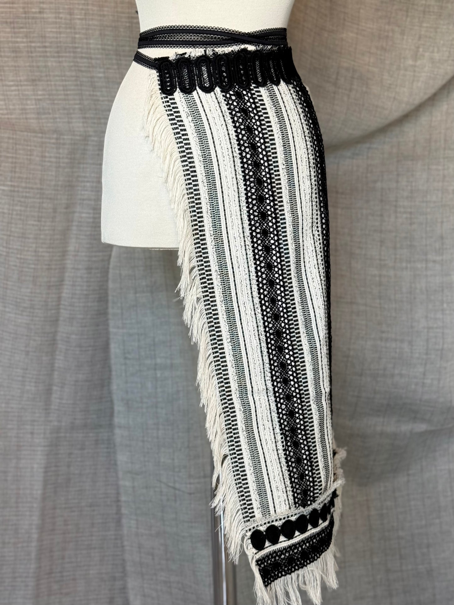 Ivory And Black Half-Skirt