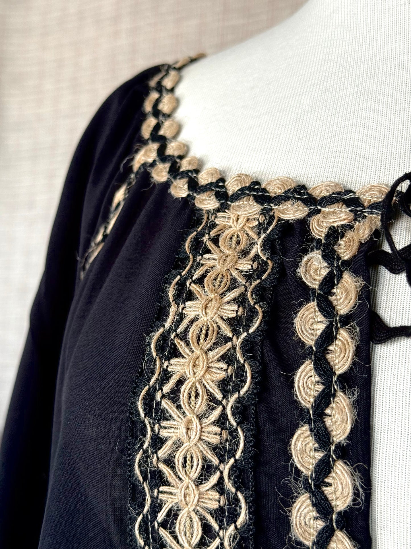 Folklore-inspired Dress with Black Details