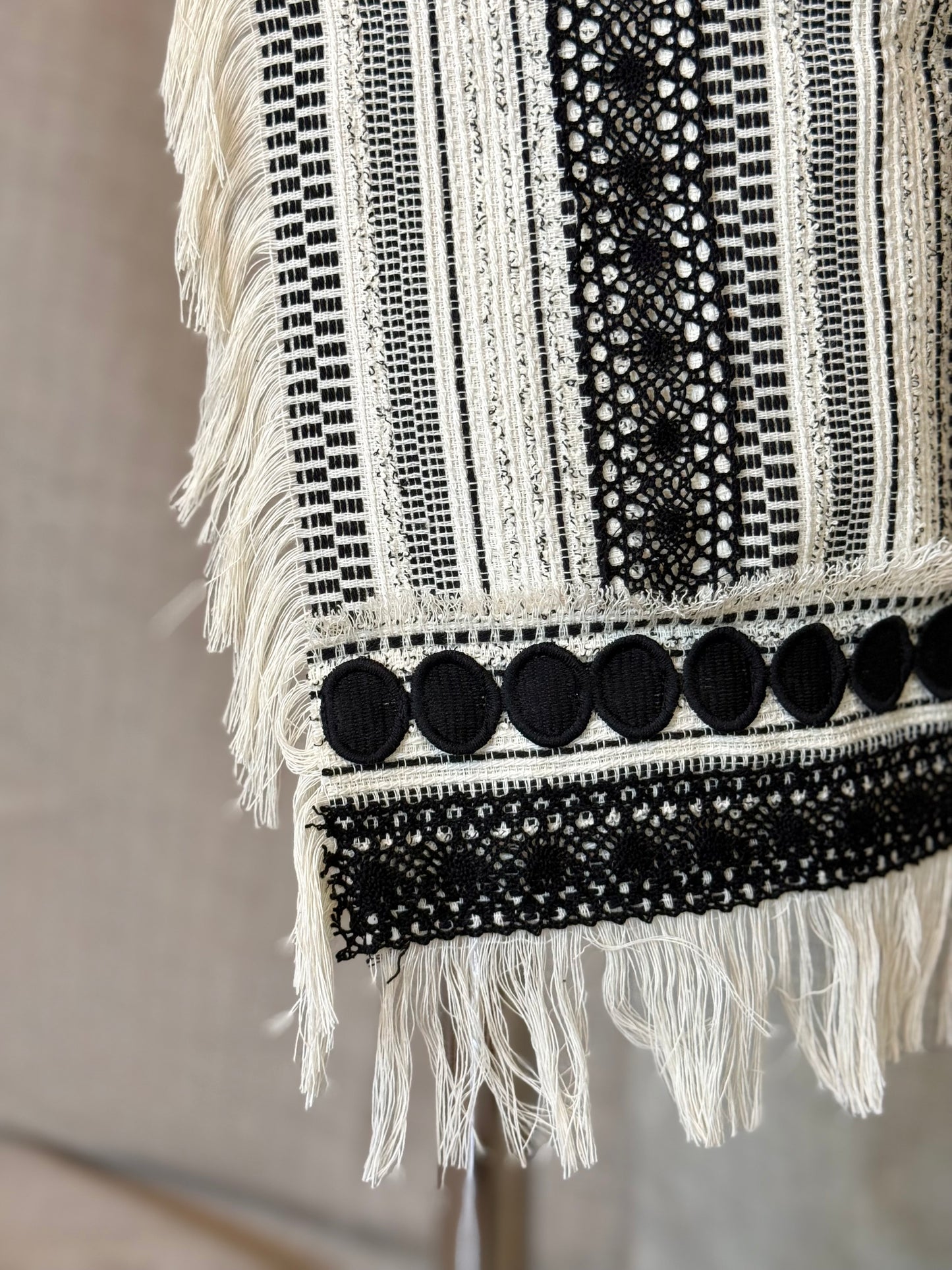 Ivory And Black Half-Skirt