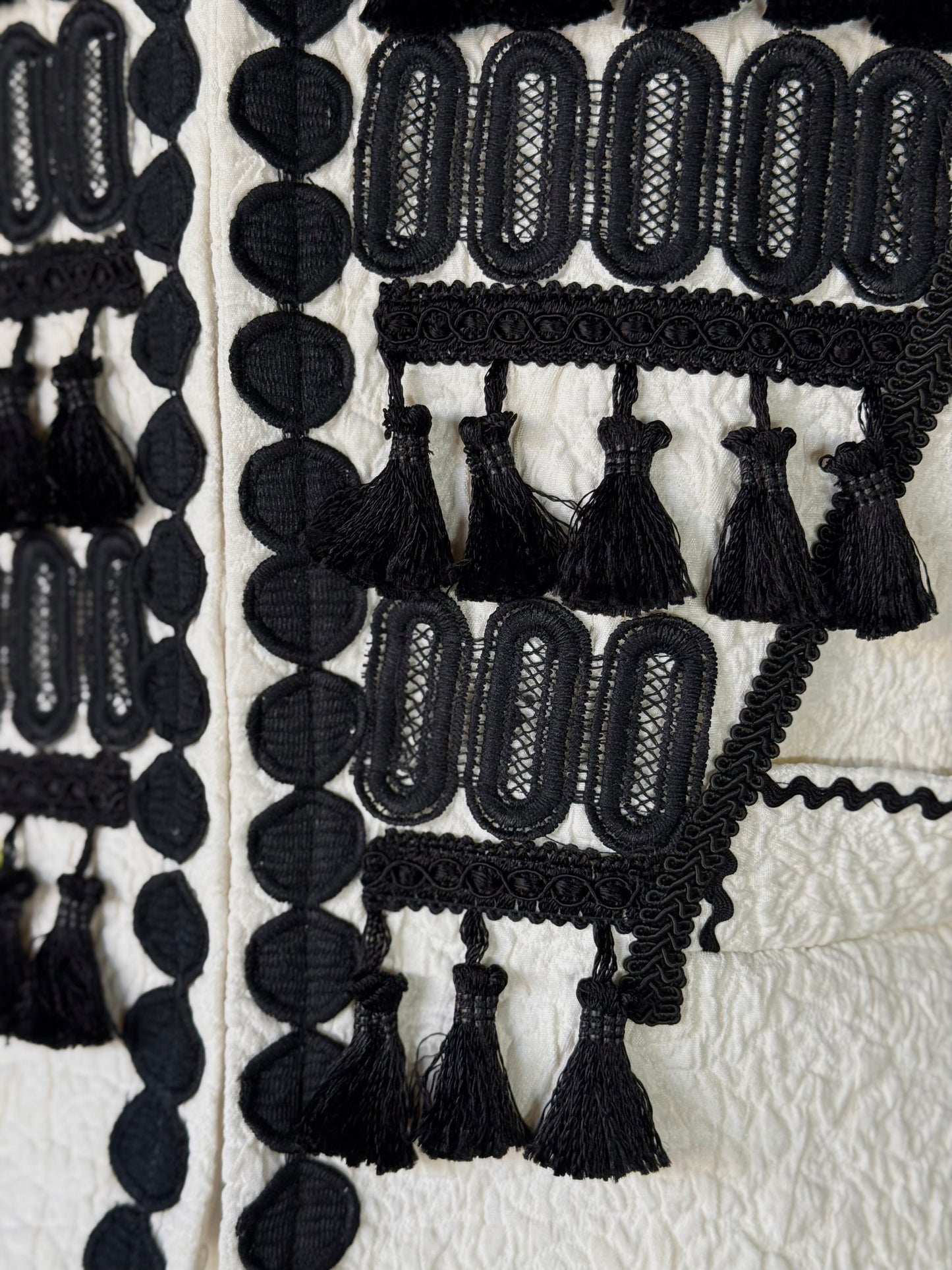 Ivory Vest with Black Embroidery