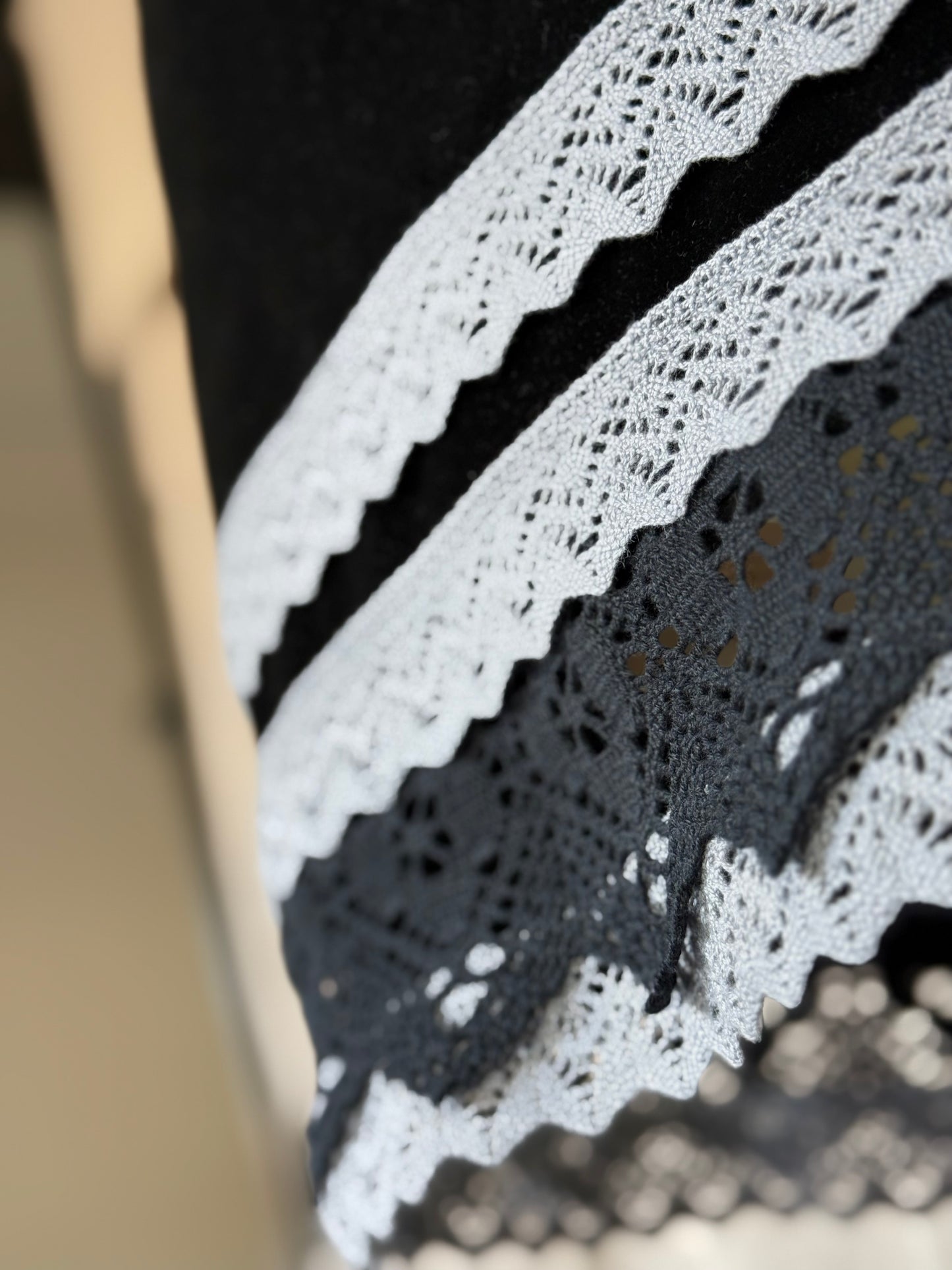 Short Velvet Skirt With Grey Lace