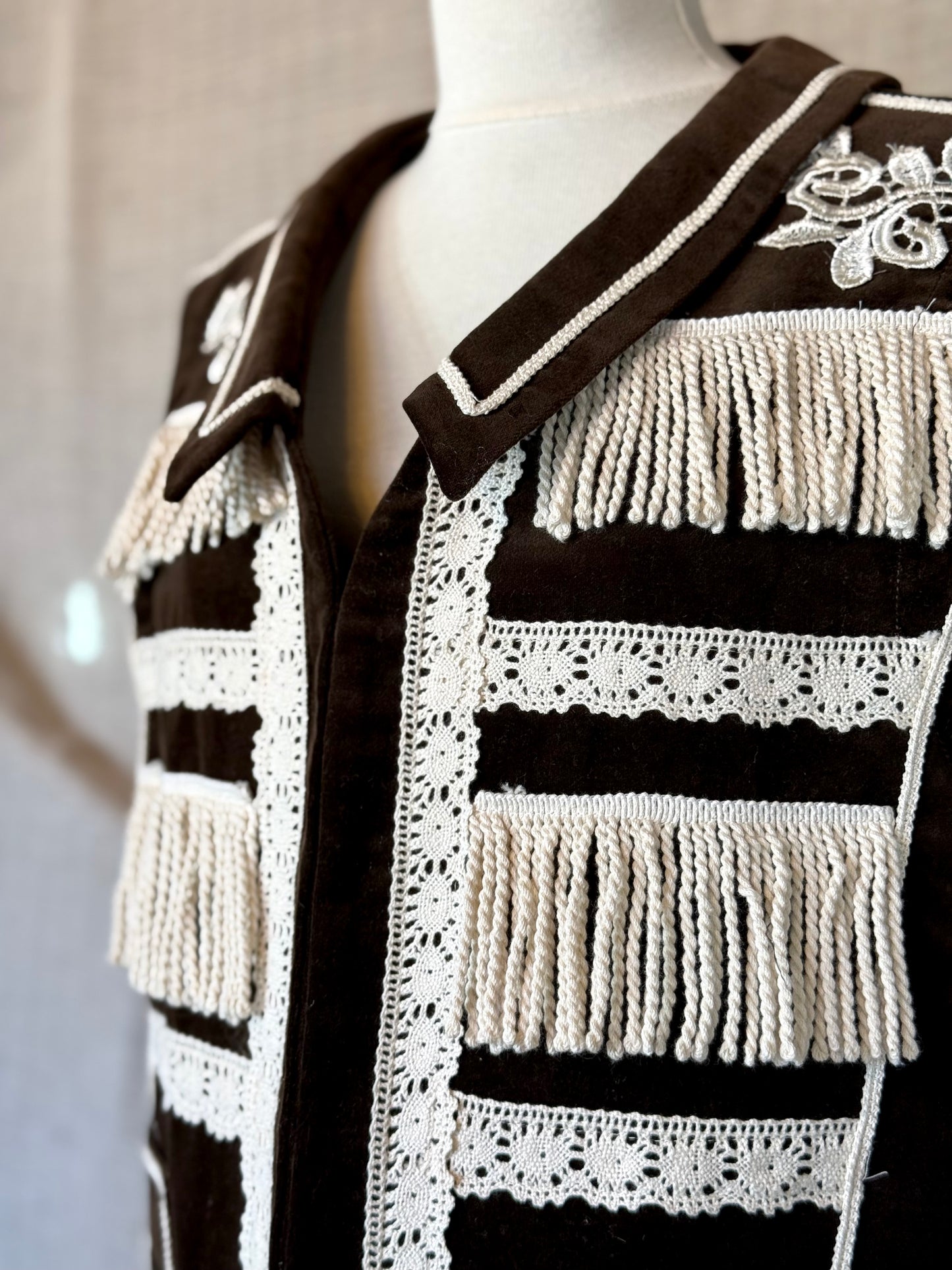 Black Vest with Ivory Details