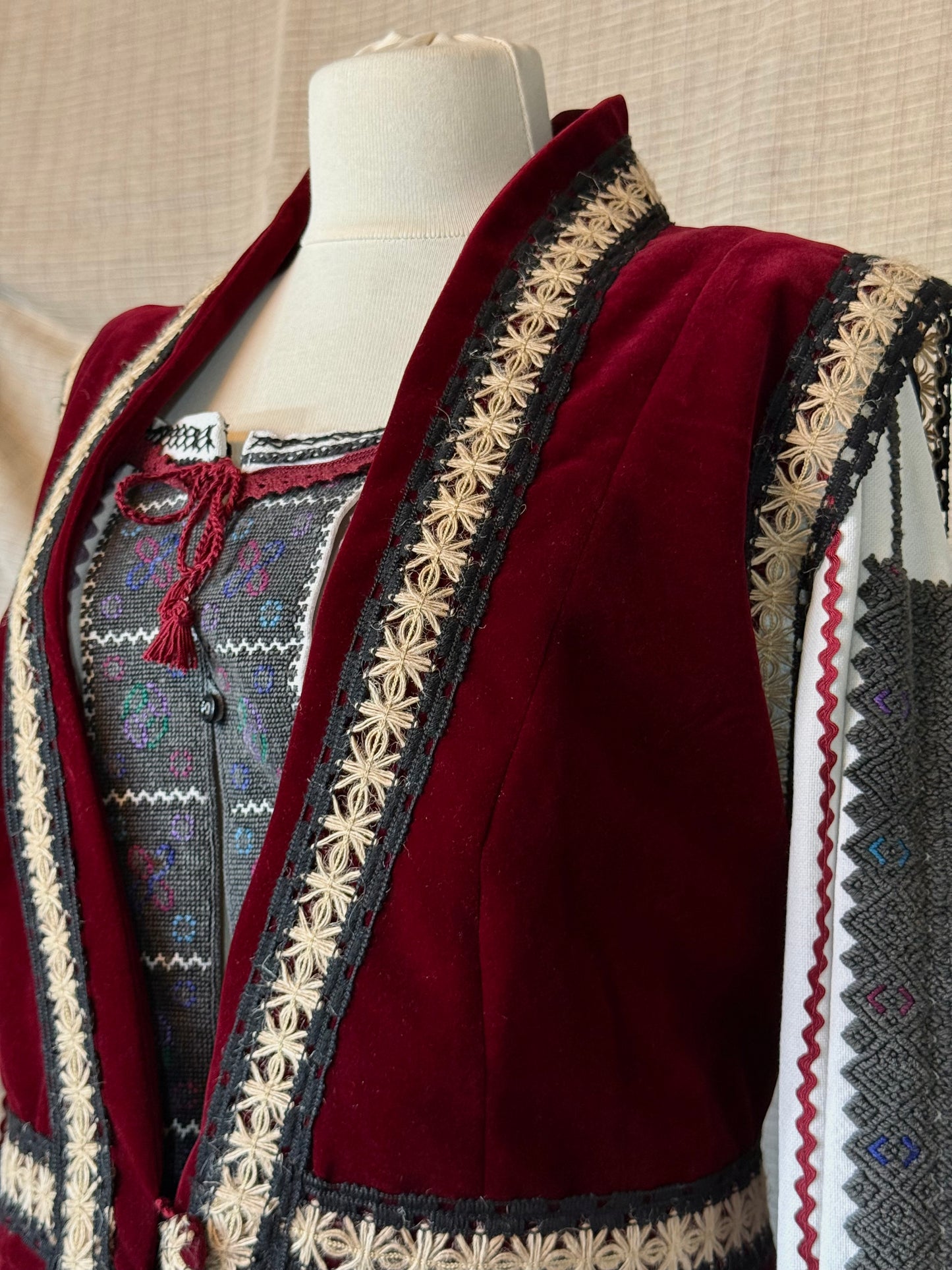 Dark Red Velvet Long Vest
