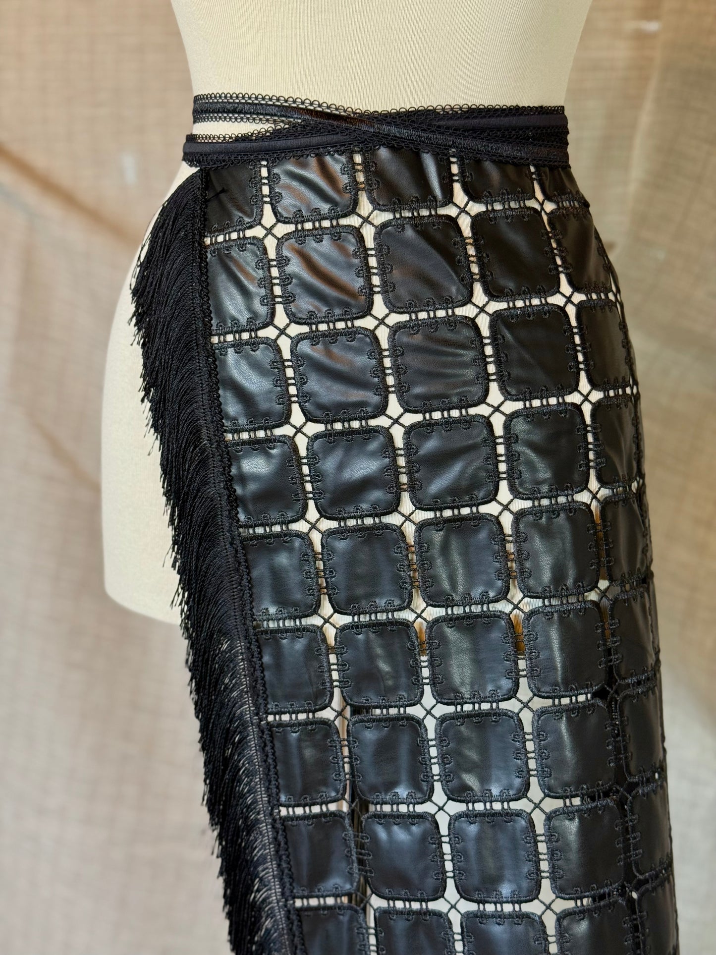 Black Faux Leather Half Skirt