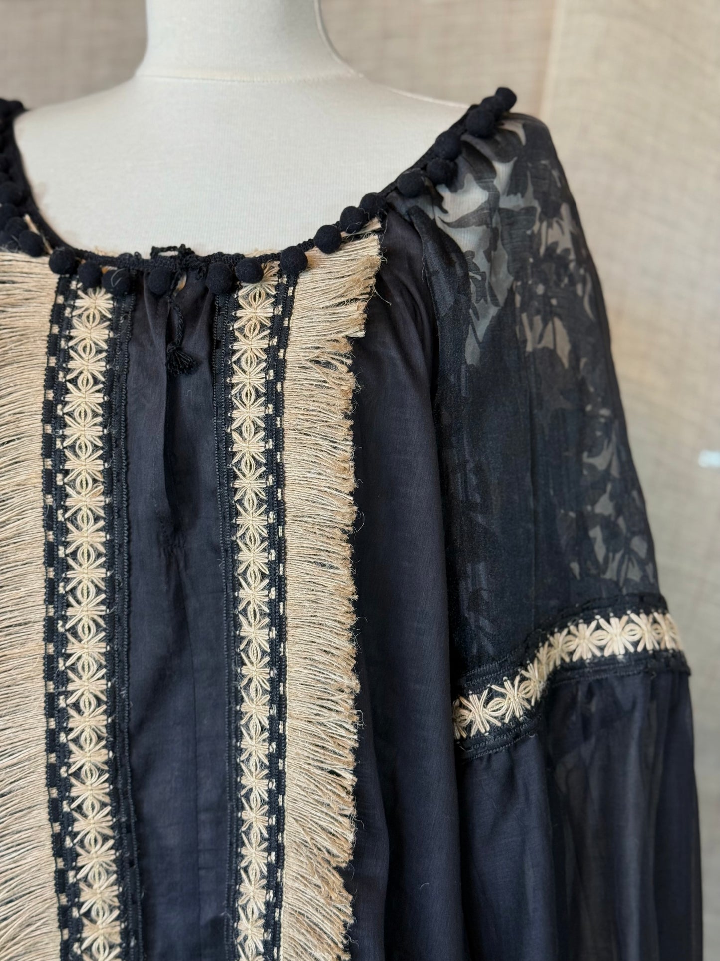 Black Romanian Blouse With Sandy Details