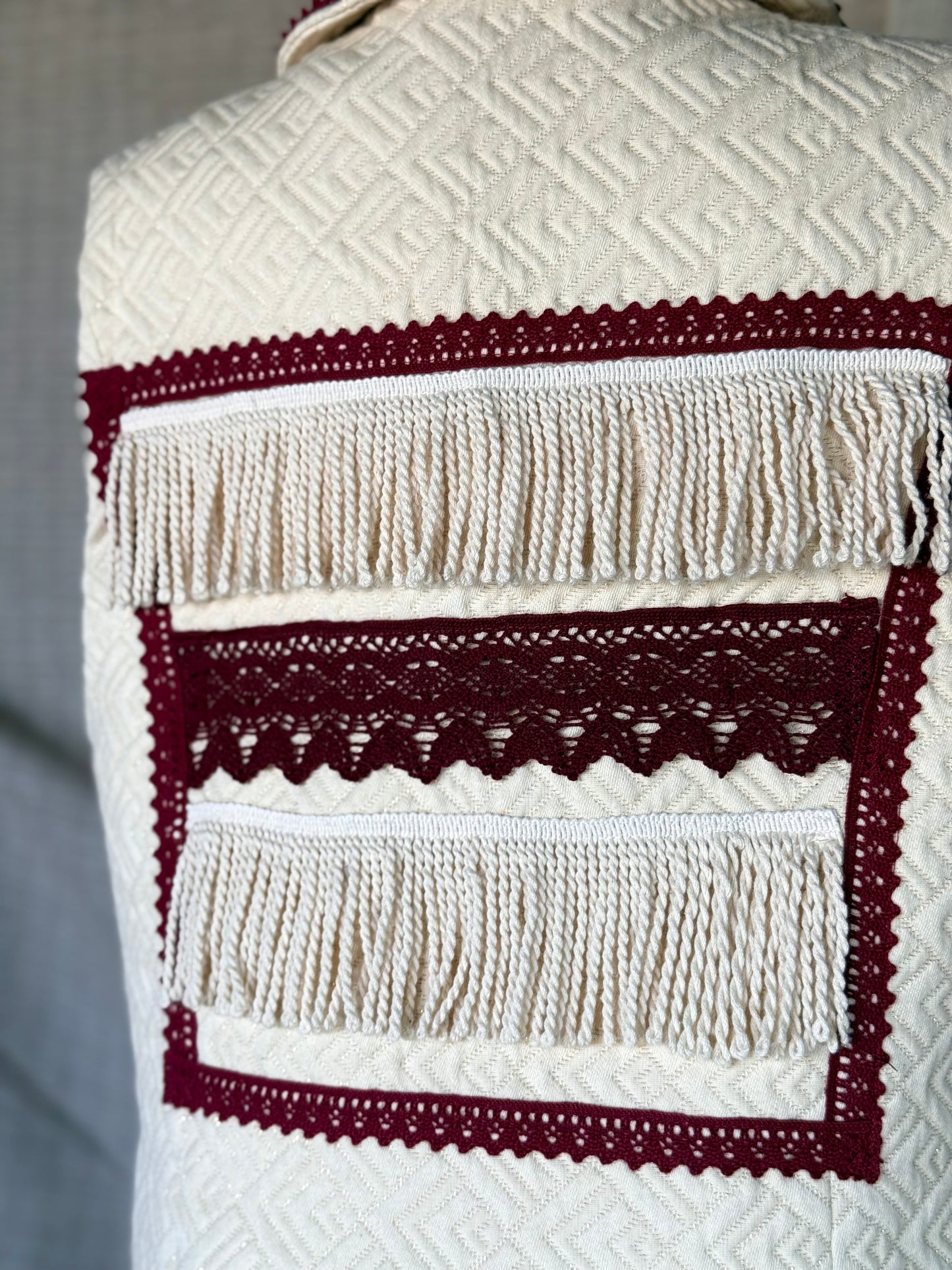 Brocade Vest with Burgundy Details