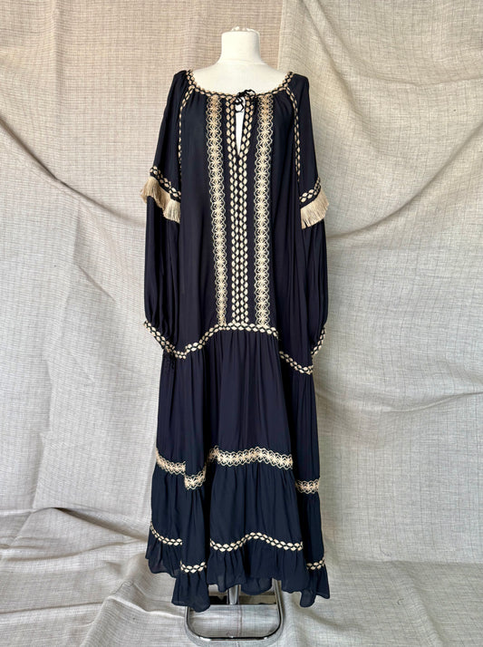 Folklore-inspired Dress with Black Details