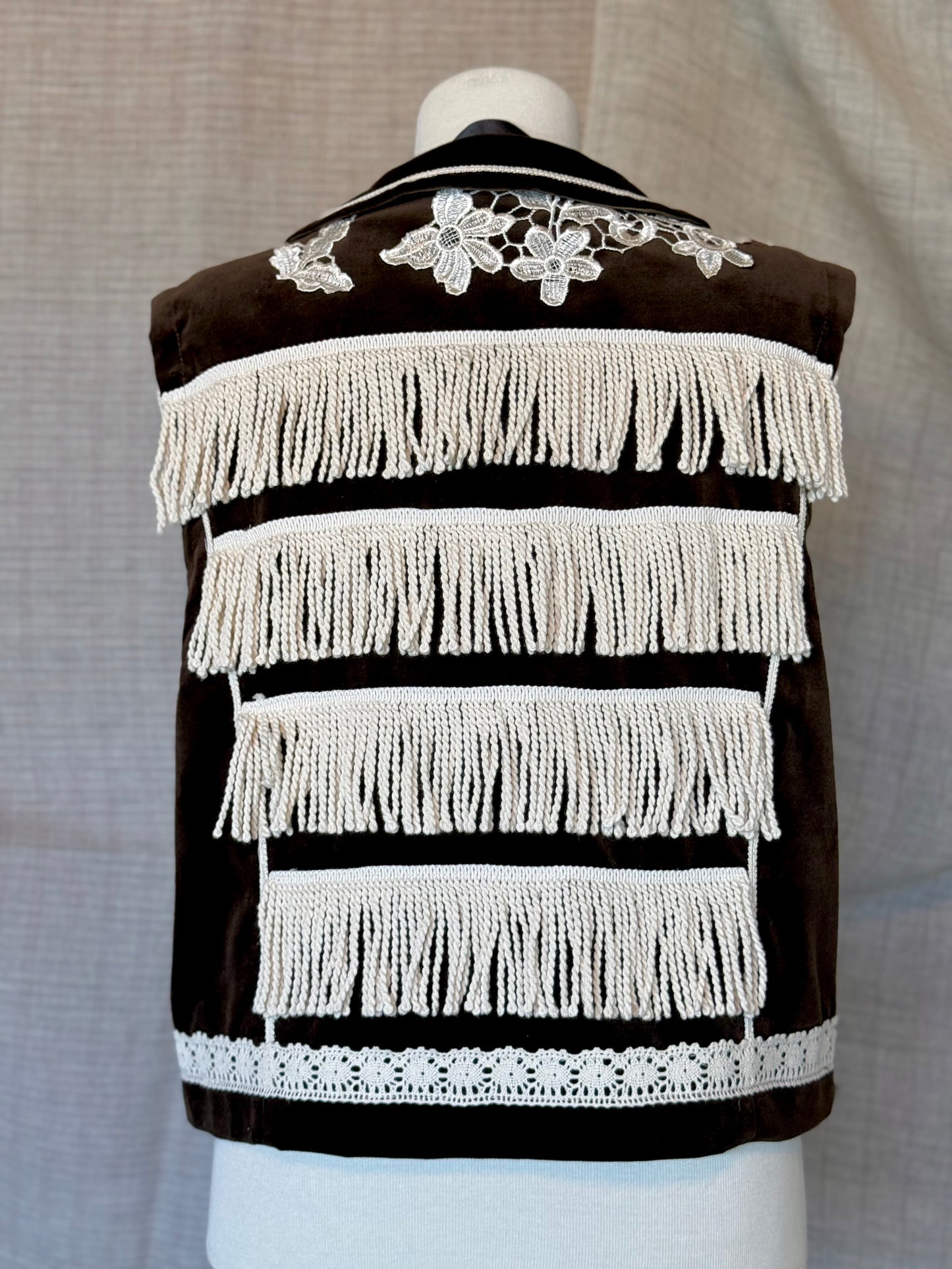 Black Vest with Ivory Details