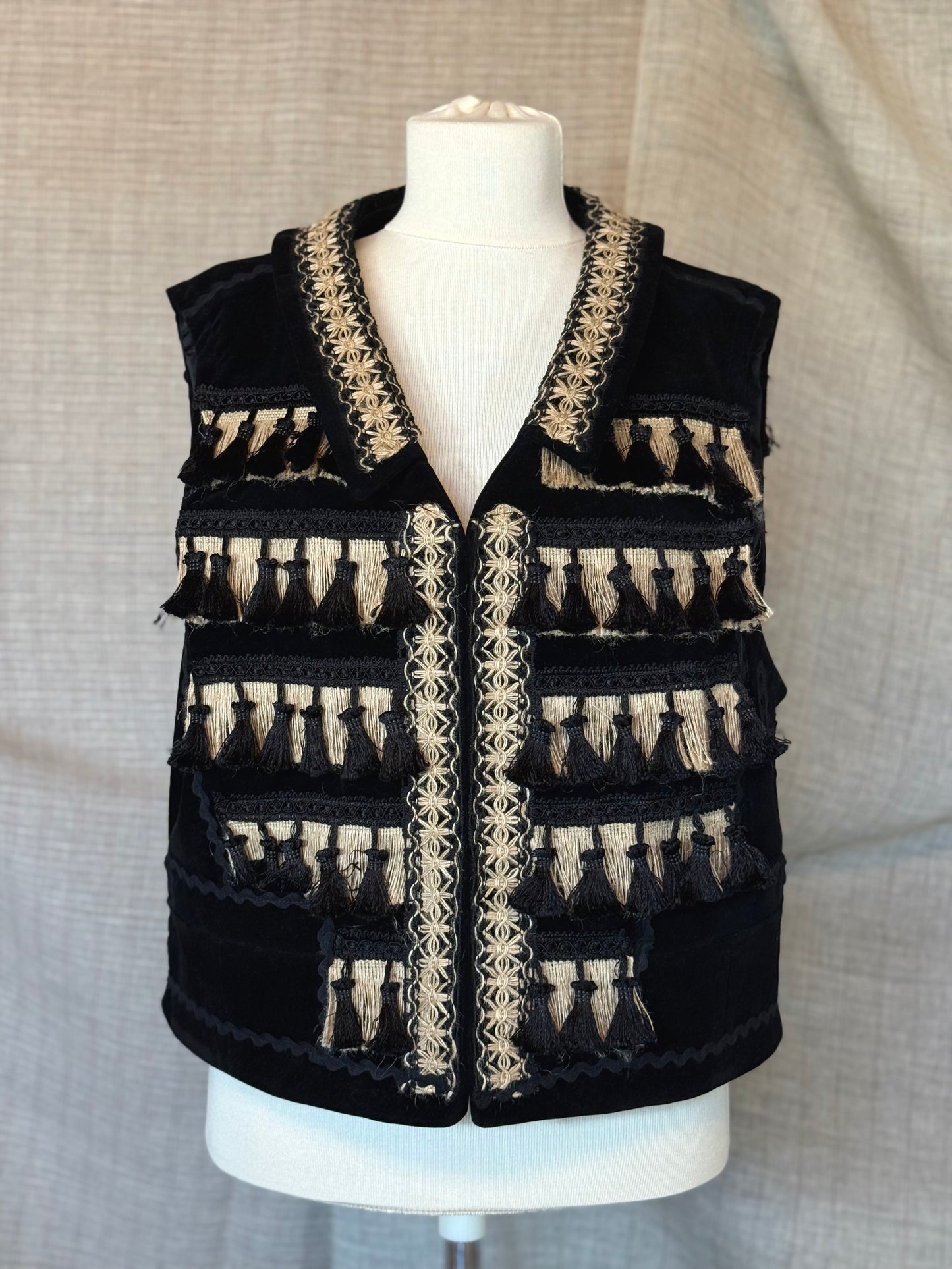Black Vest with Black and Sandy Details