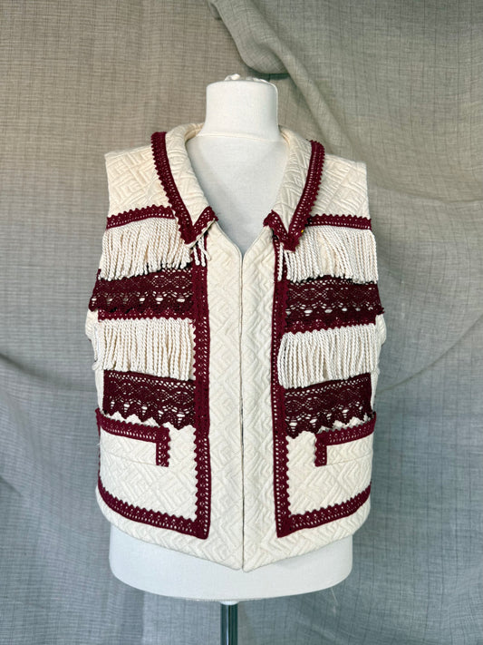 Brocade Vest with Burgundy Details
