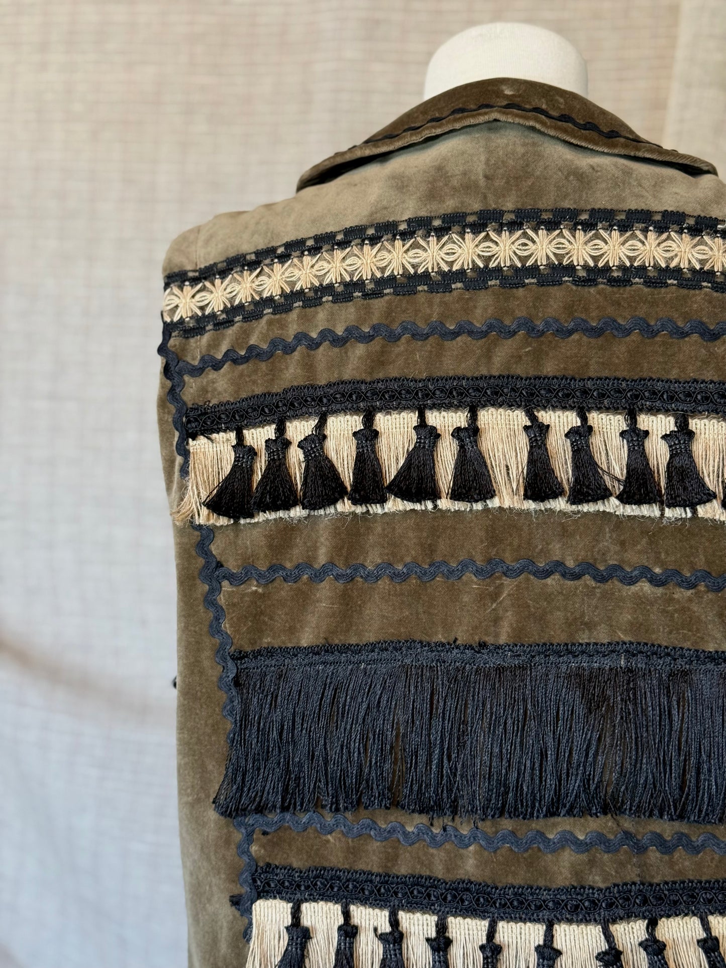 Velvet Vest With Fringe