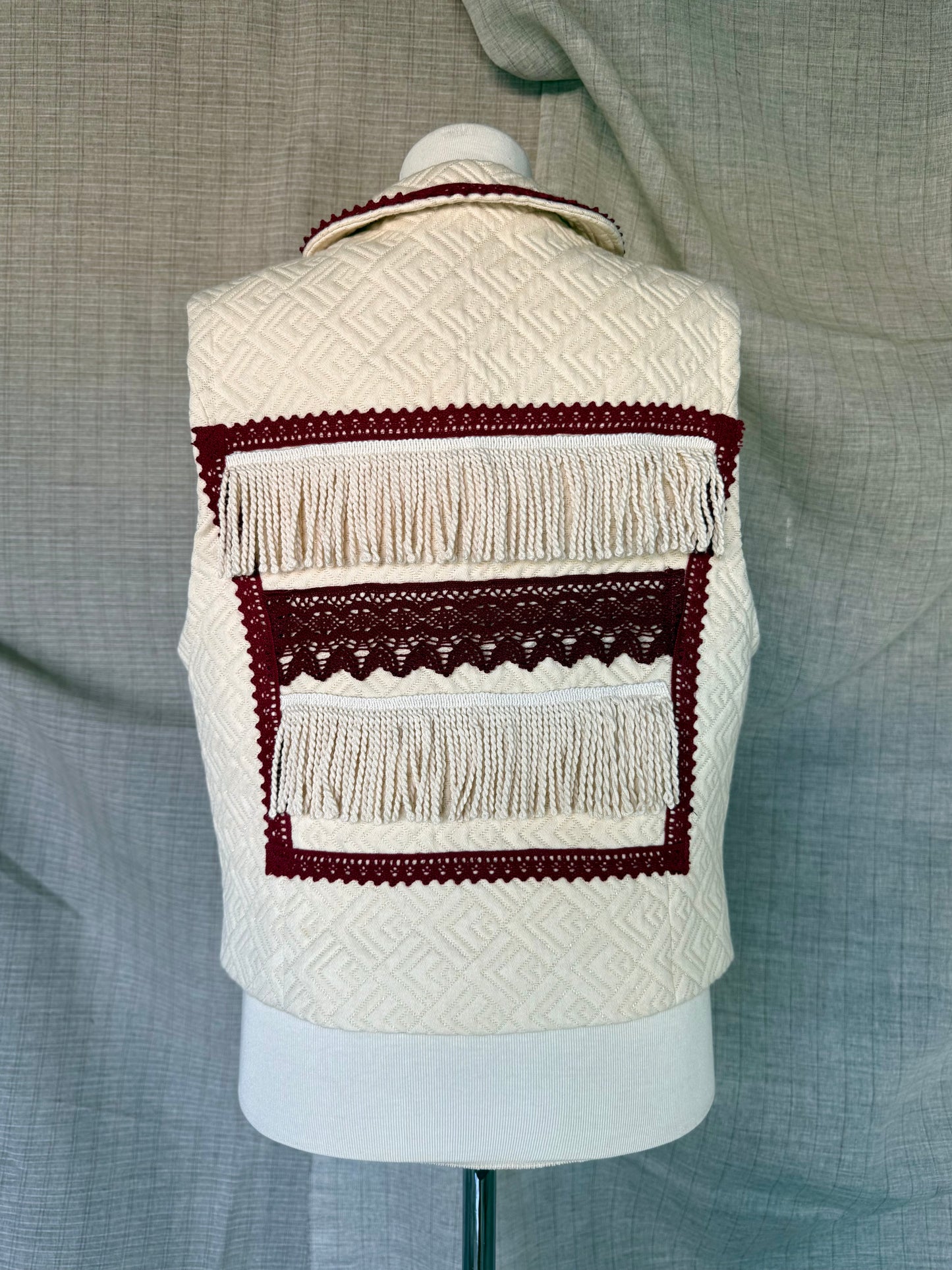 Brocade Vest with Burgundy Details