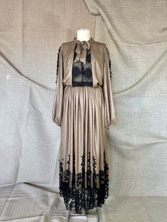 Silk Dress with Black Embroidery