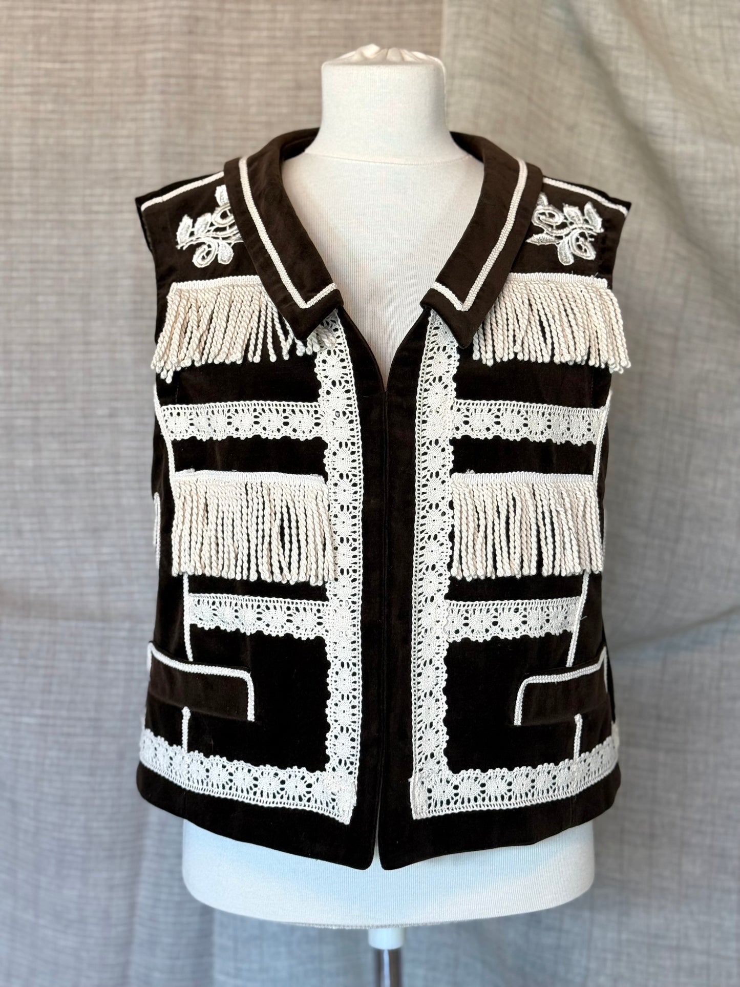 Black Vest with Ivory Details