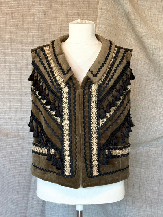 Velvet Vest With Fringe